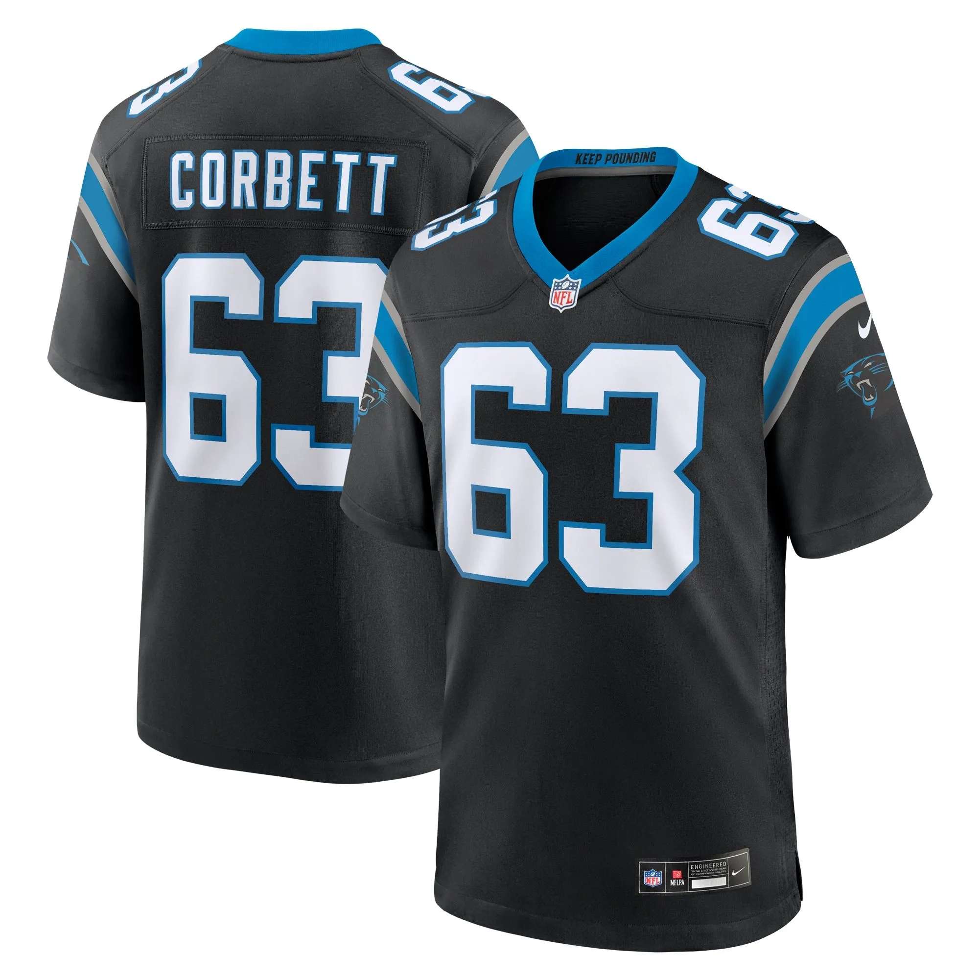 Austin Corbett Carolina Panthers  Team Game Jersey - Black