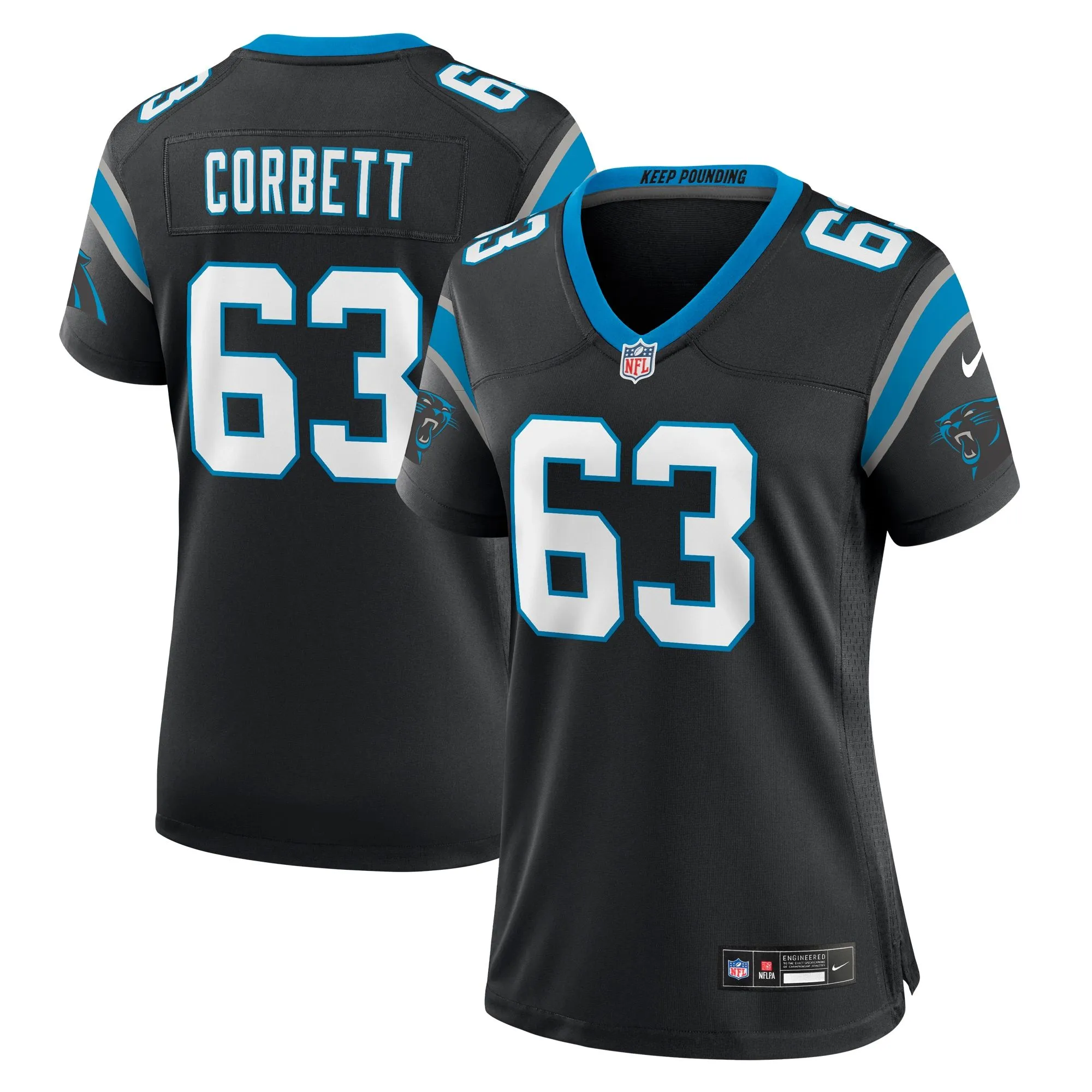 Austin Corbett Carolina Panthers  Women's Team Game Jersey - Black