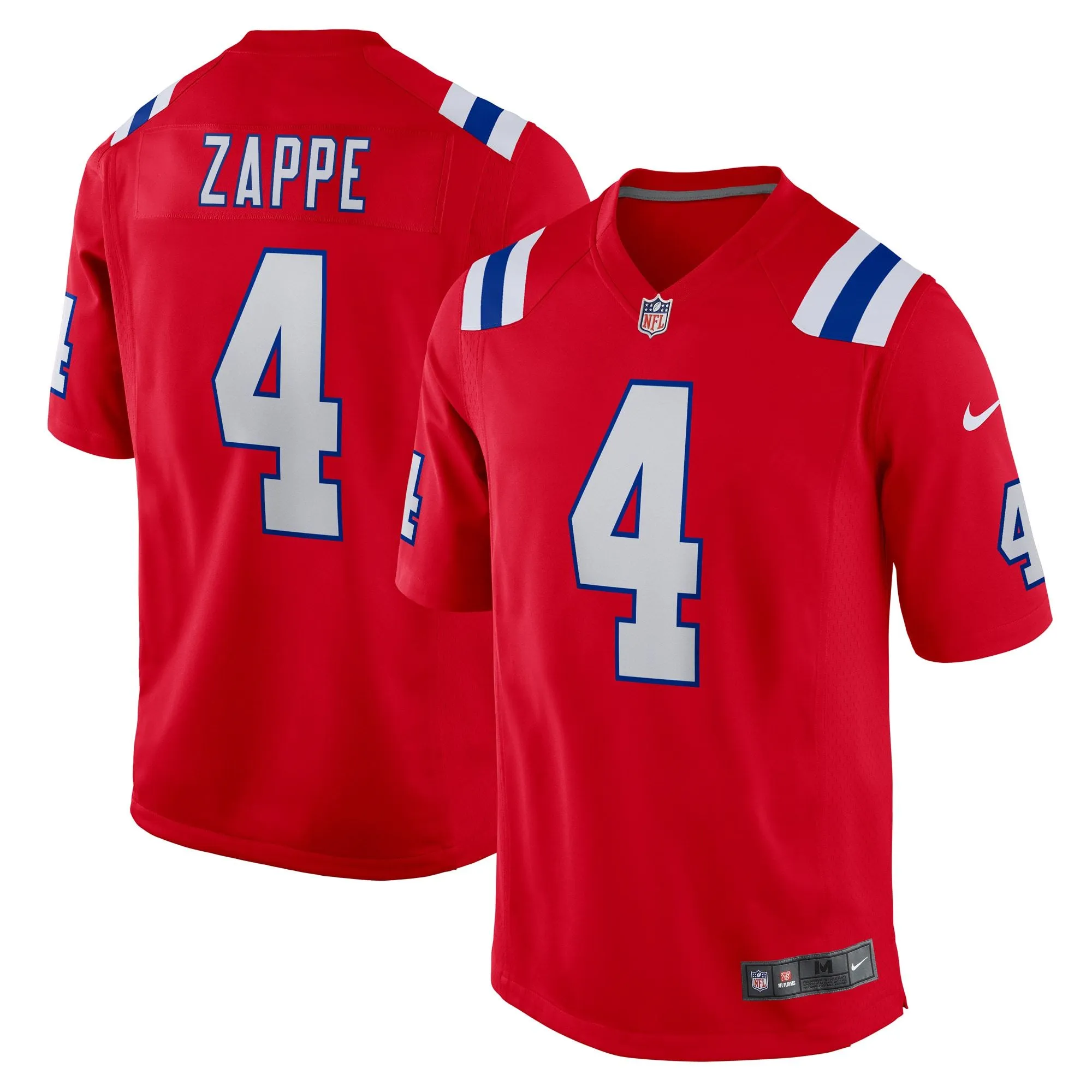 Bailey Zappe New England Patriots  Alternate Game Player Jersey - Red