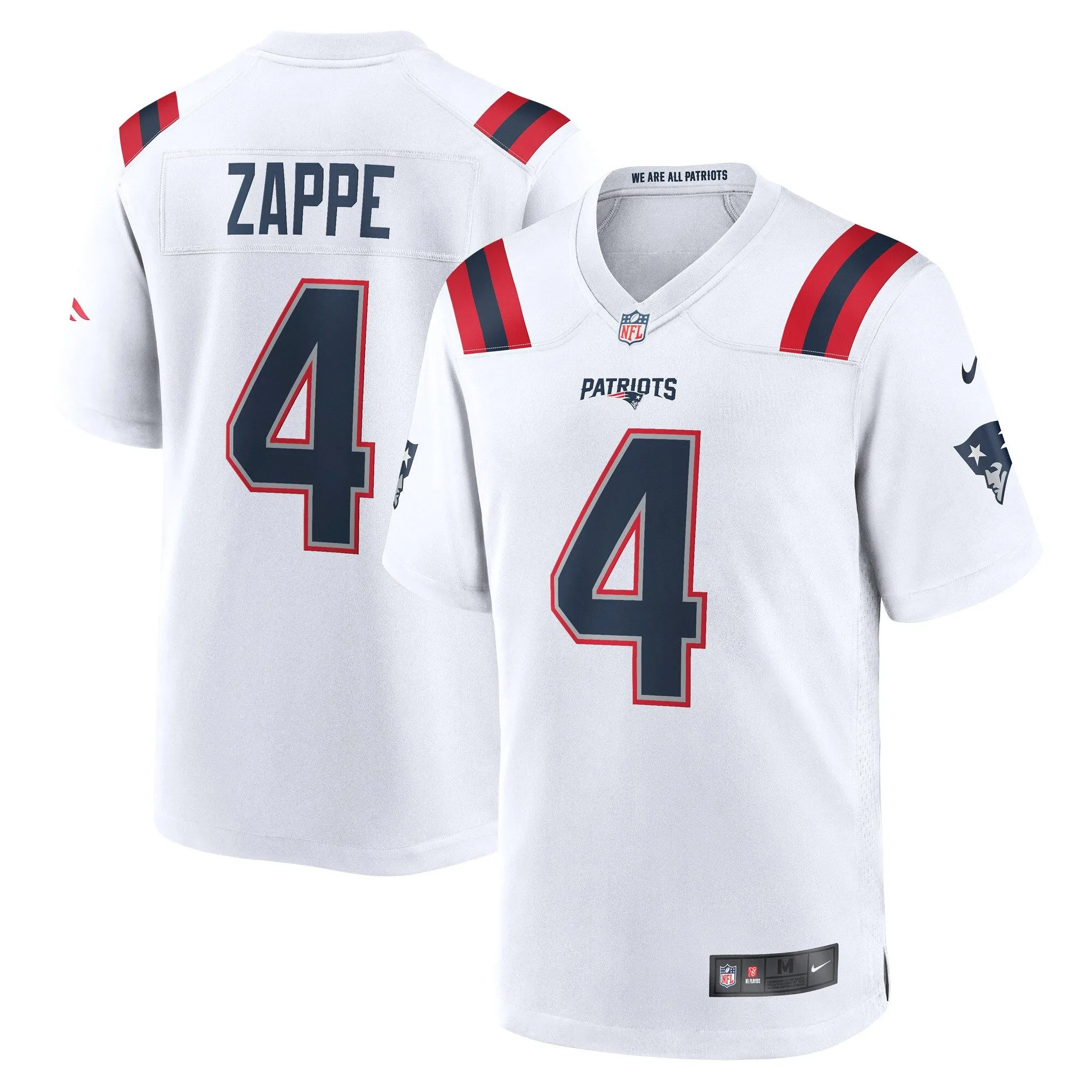 Bailey Zappe New England Patriots  Game Player Jersey - White