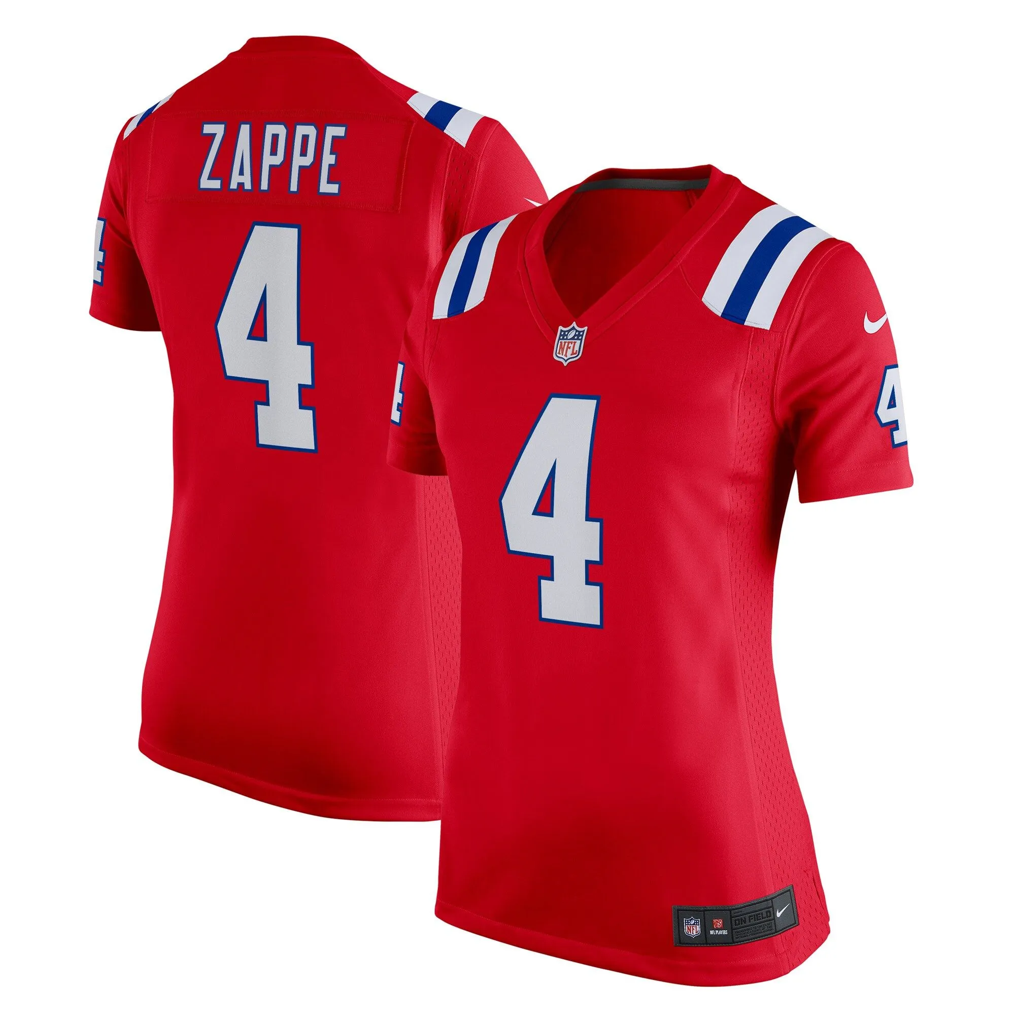 Bailey Zappe New England Patriots  Women's Alternate Game Player Jersey - Red