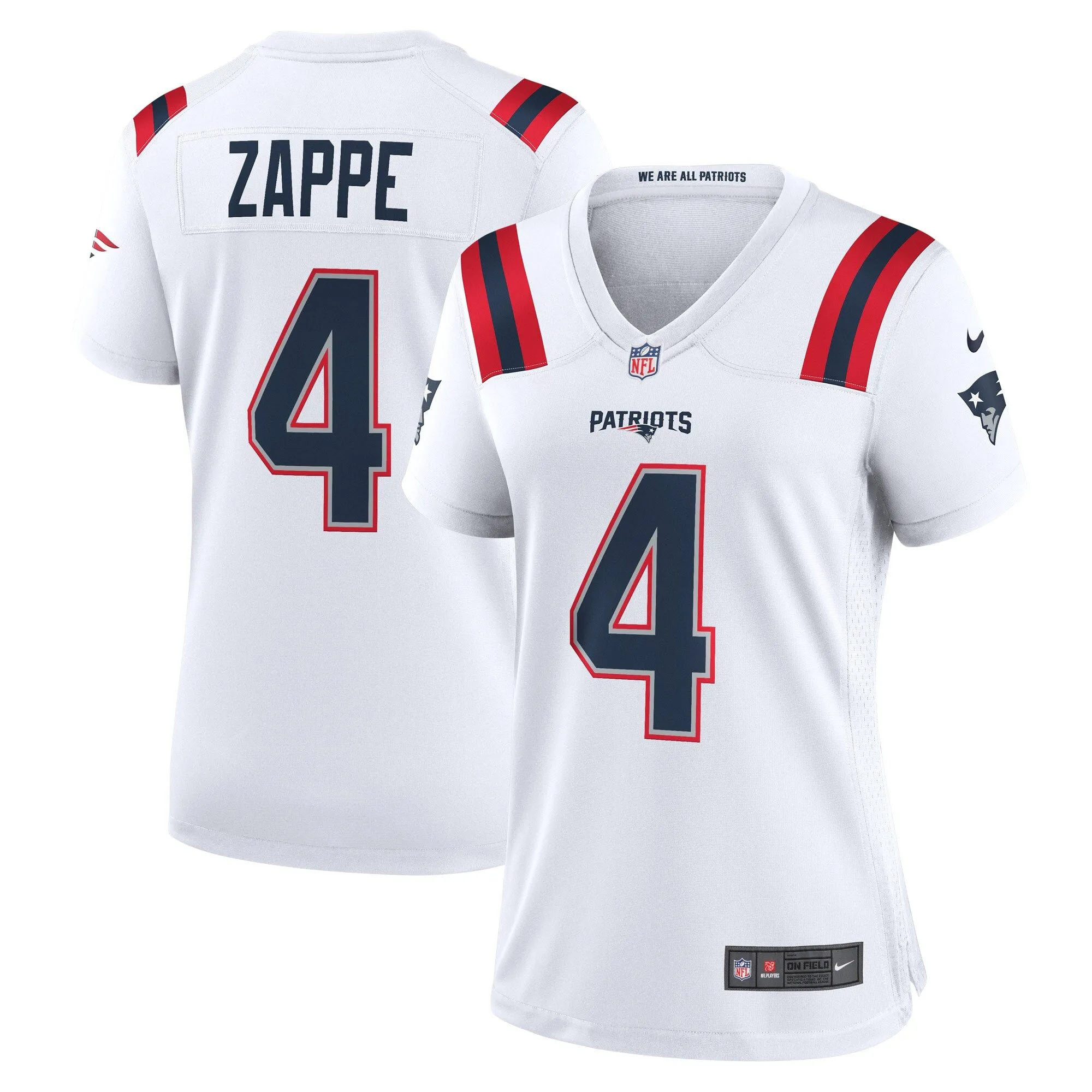 Bailey Zappe New England Patriots  Women's Game Player Jersey - White