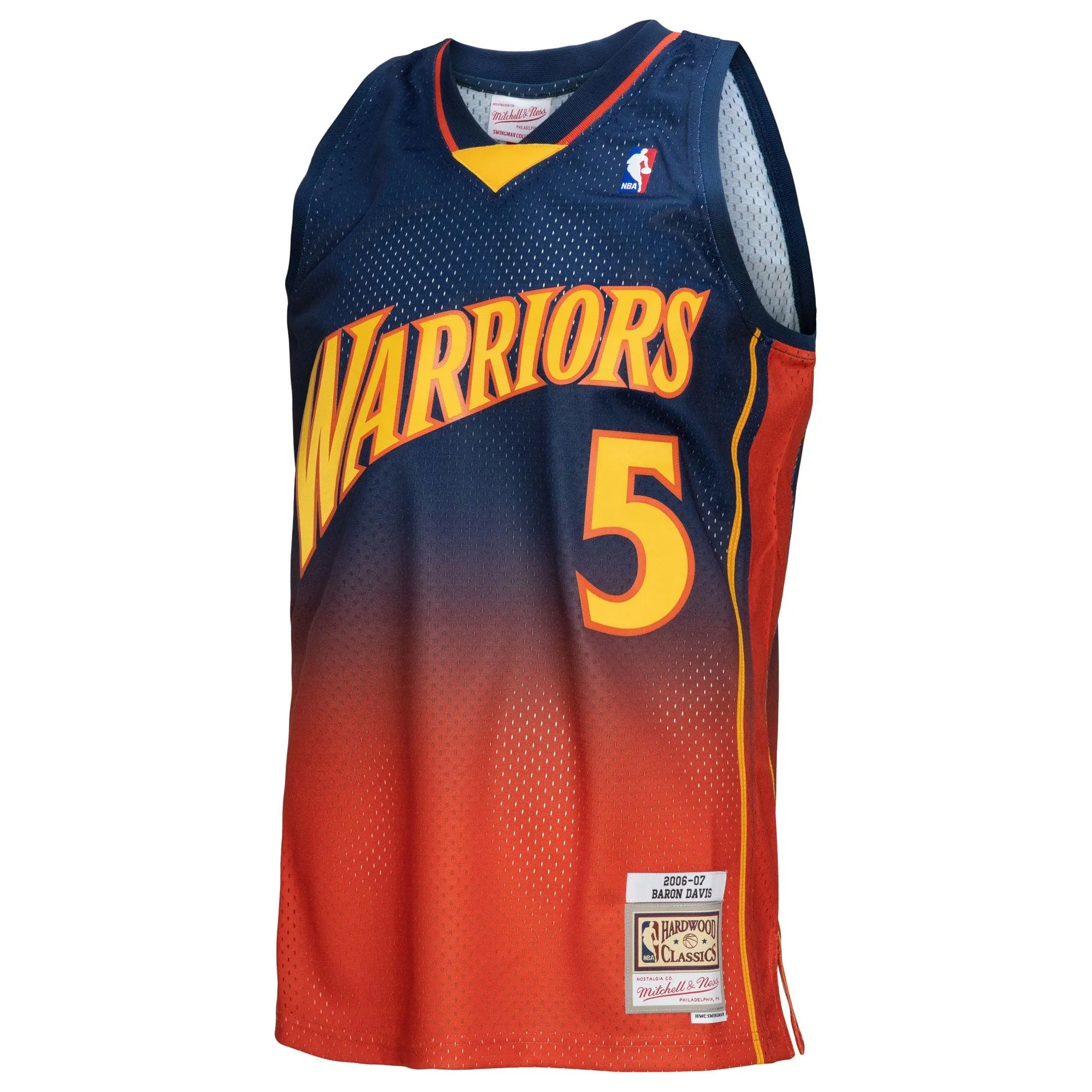 Baron Davis Golden State Warriors Mitchell & Ness 2006/07 Hardwood Classics Fadeaway Swingman Player Jersey - Navy/Orange