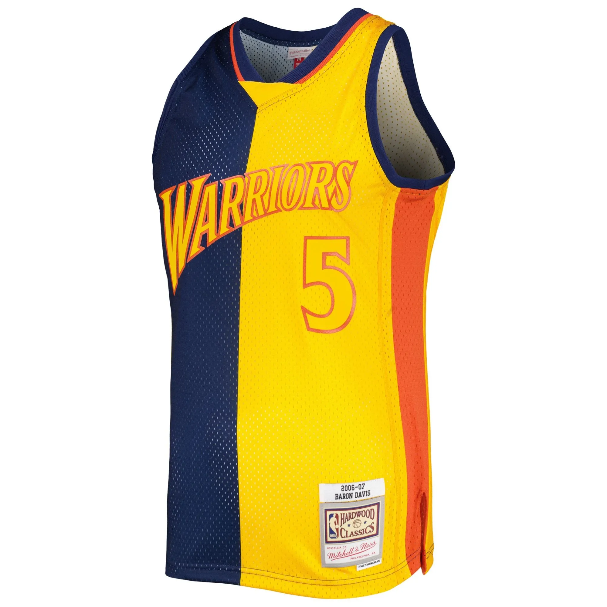 Baron Davis Golden State Warriors Mitchell & Ness Hardwood Classics 2006/07 Split Swingman Jersey - Navy/Gold