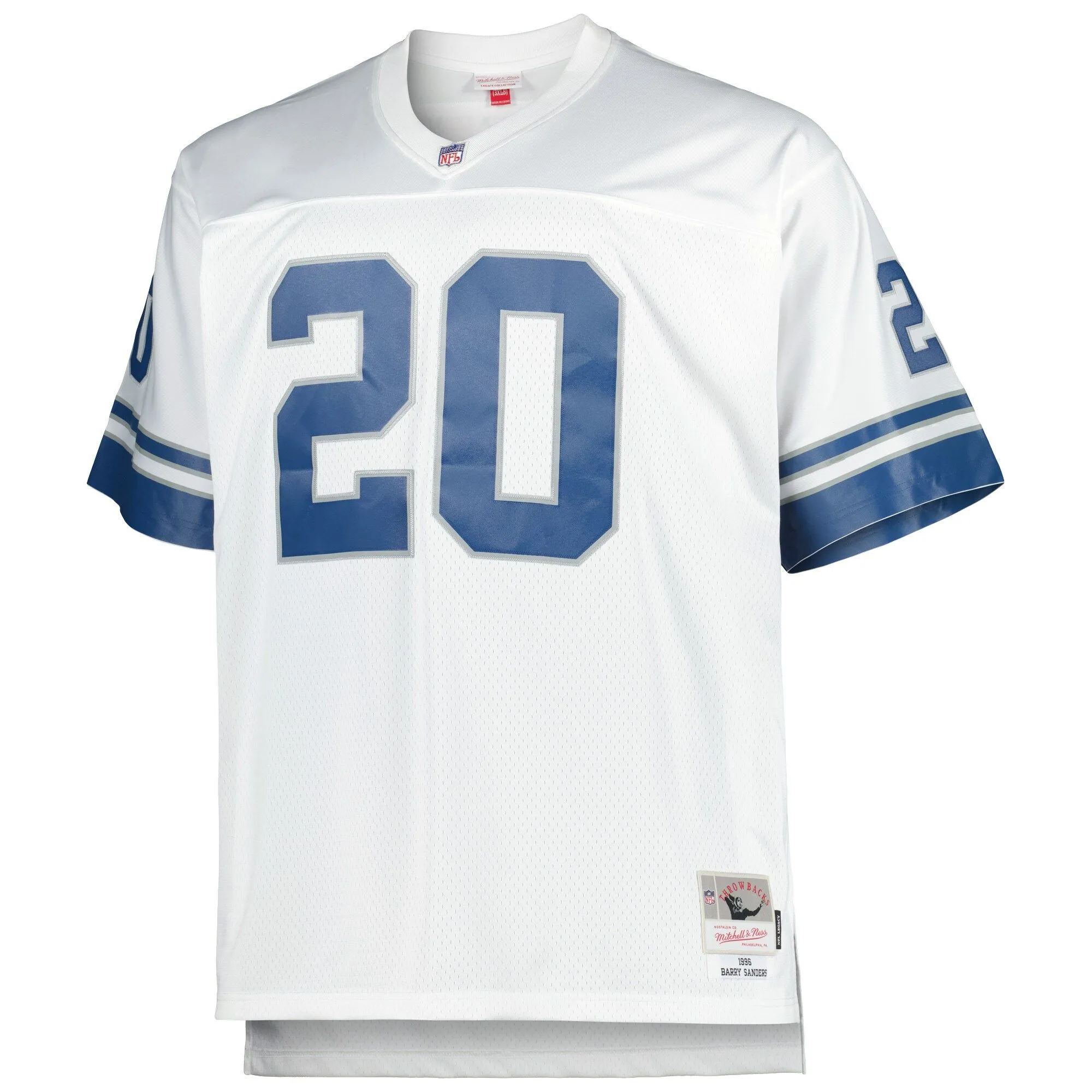 Barry Sanders Detroit Lions Mitchell & Ness Big & Tall 1996 Retired Player Replica Jersey - White