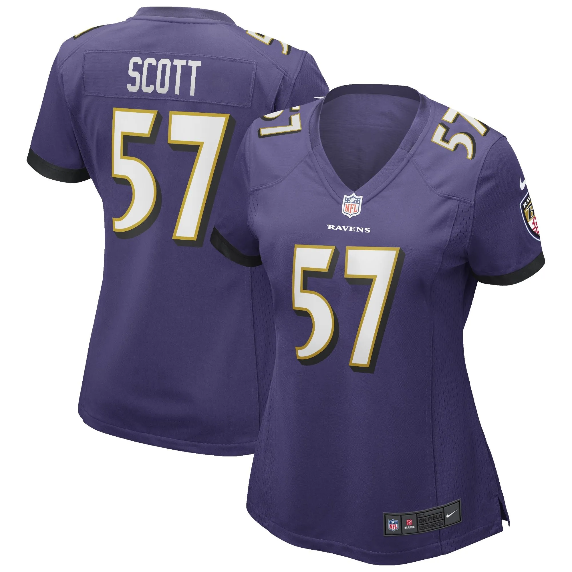 Bart Scott Baltimore Ravens  Women's Game Retired Player Jersey - Purple