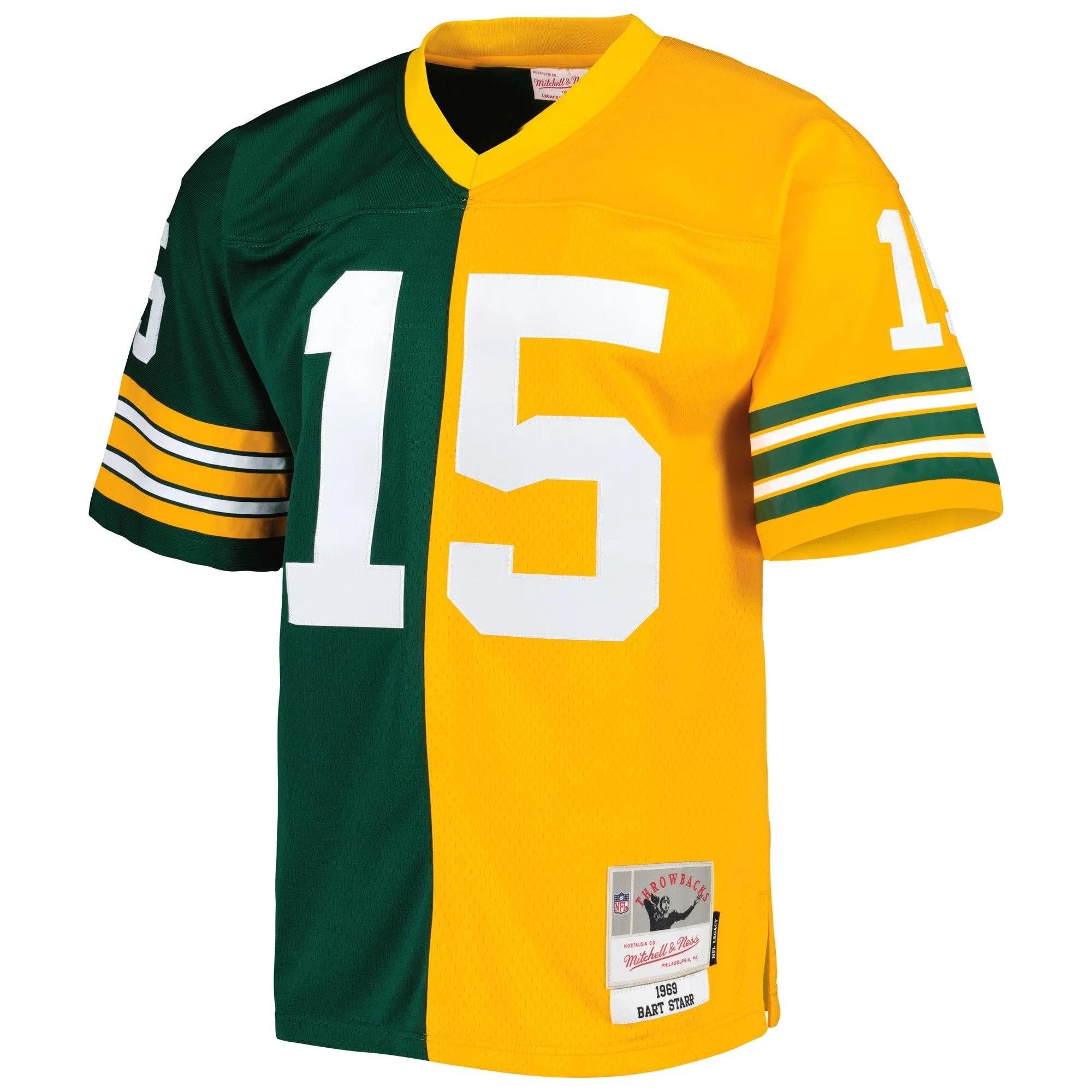 Bart Starr Green Bay Packers Mitchell & Ness 1969 Split Legacy Replica Jersey - Green/Gold