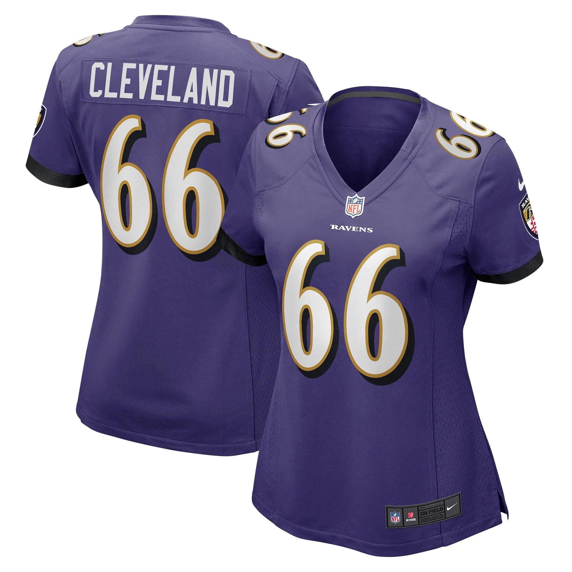 Ben Cleveland Baltimore Ravens  Women's Game Jersey - Purple