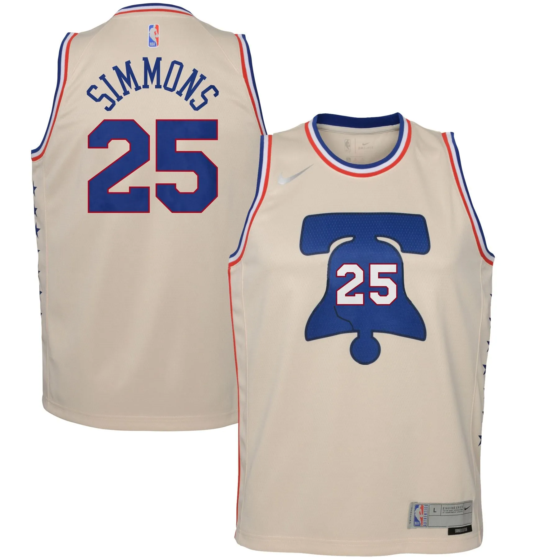 Ben Simmons Philadelphia 76ers  Youth 2020/21 Swingman Player Jersey Cream - Earned Edition