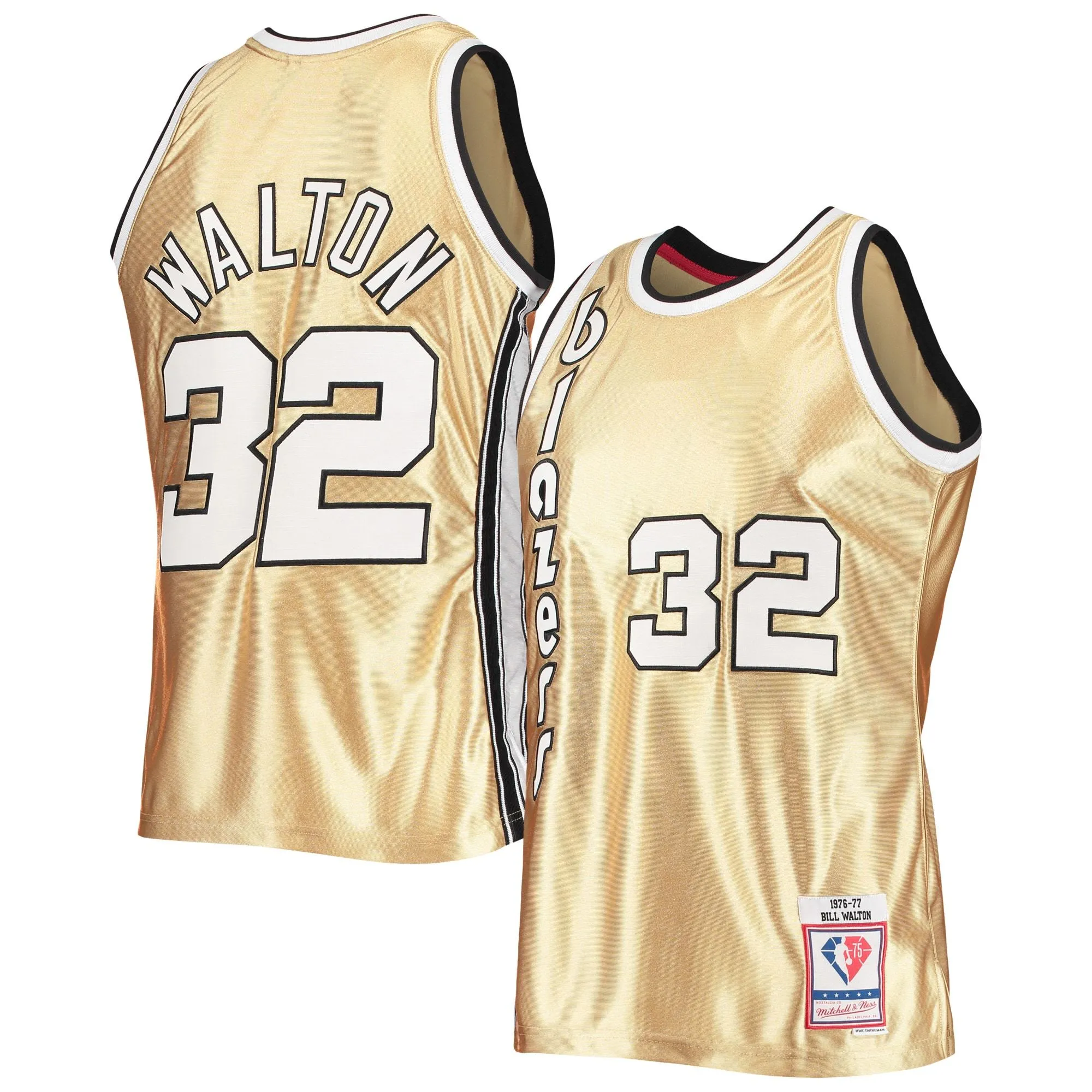 Bill Walton Portland Trail Blazers Mitchell & Ness 75th Anniversary 1976/77 Hardwood Classics Swingman Jersey - Gold