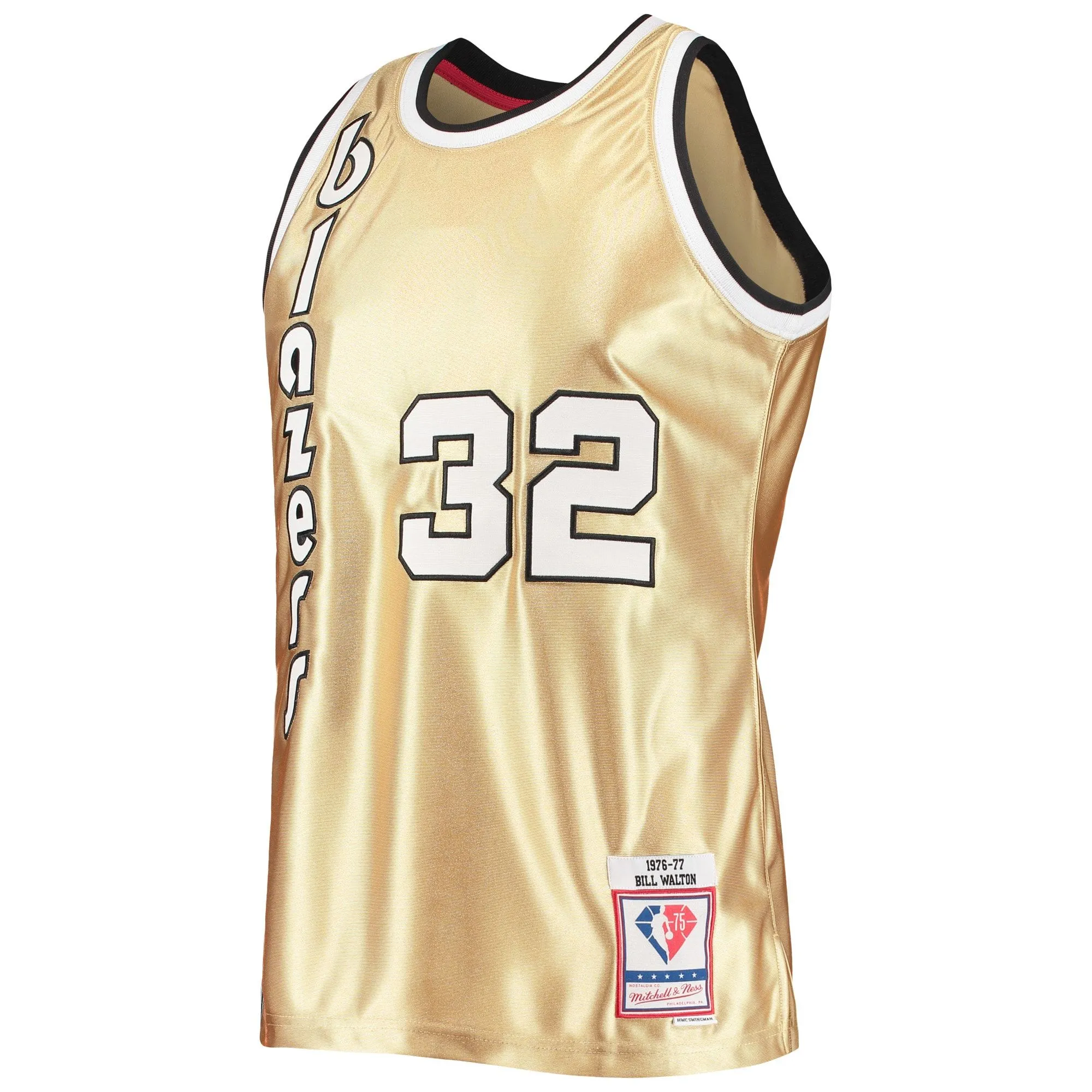 Bill Walton Portland Trail Blazers Mitchell & Ness 75th Anniversary 1976/77 Hardwood Classics Swingman Jersey - Gold