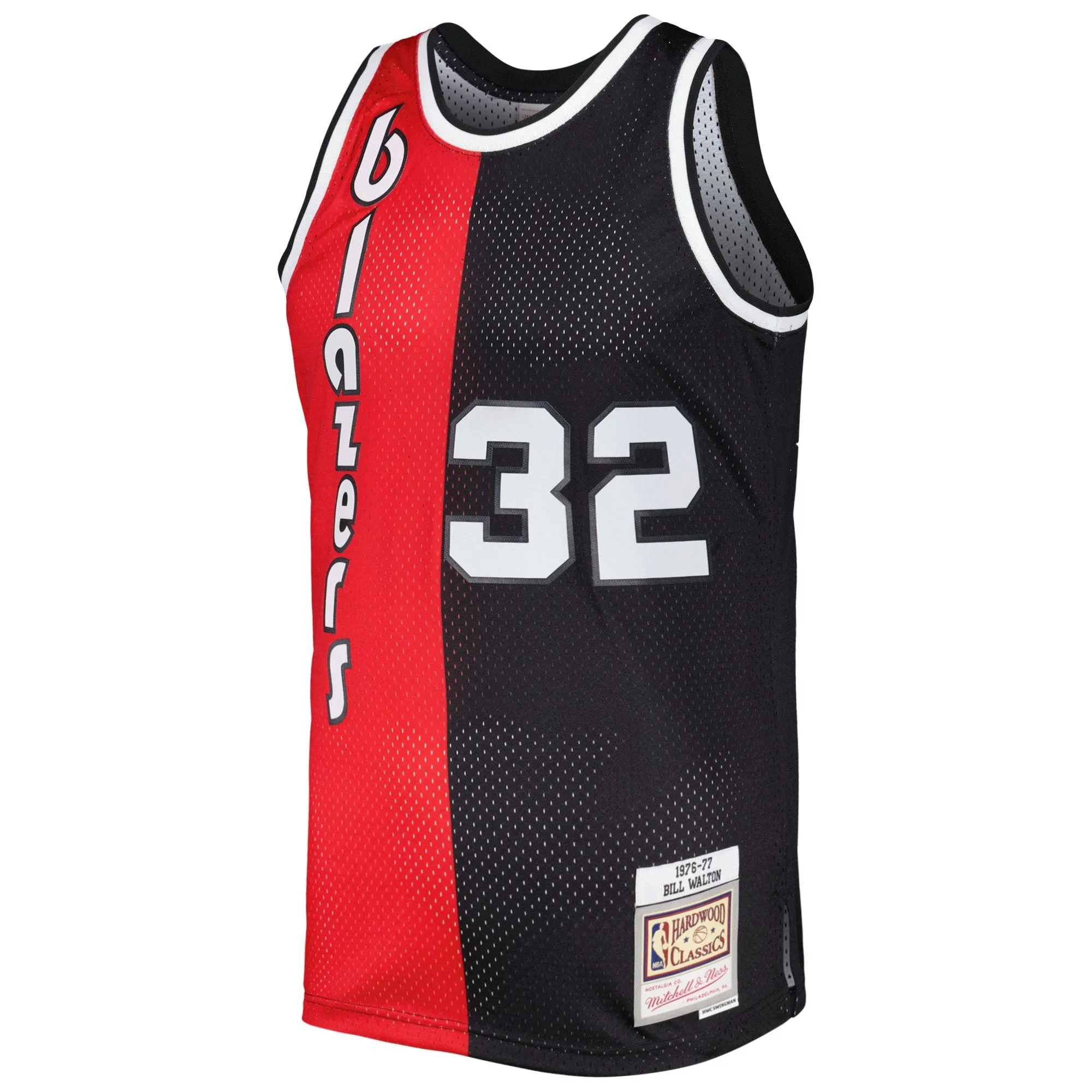 Bill Walton Portland Trail Blazers Mitchell & Ness Hardwood Classics 1976/77 Split Swingman Jersey - Red/Black