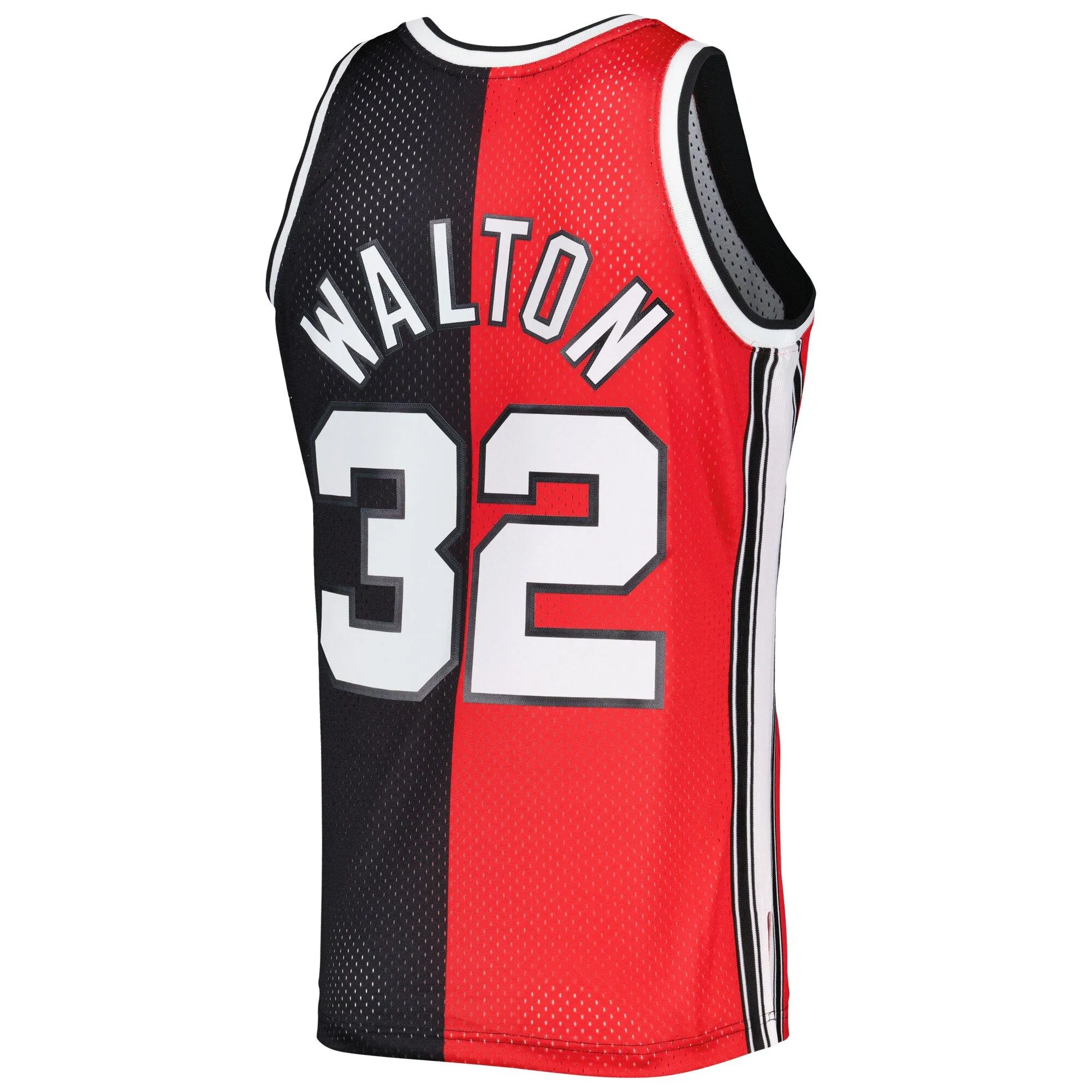 Bill Walton Portland Trail Blazers Mitchell & Ness Hardwood Classics 1976/77 Split Swingman Jersey - Red/Black