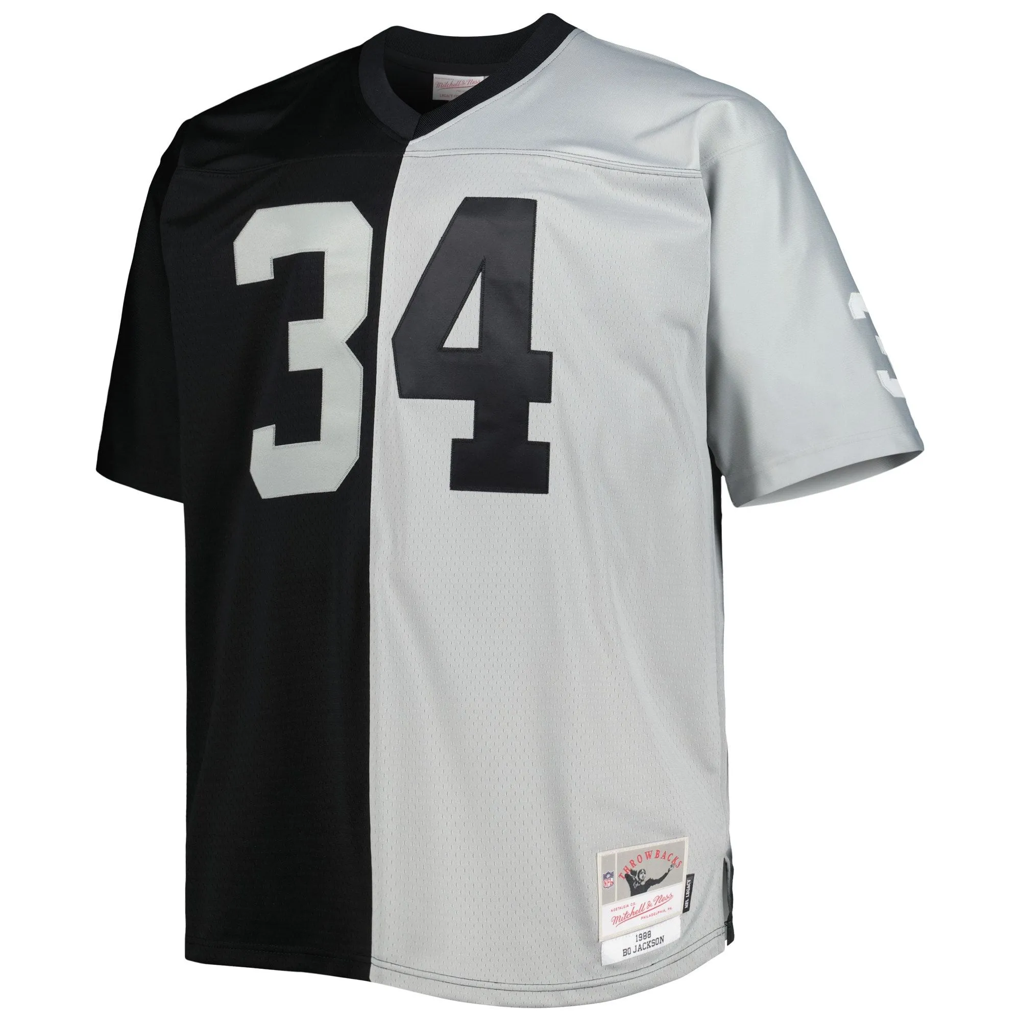 Bo Jackson Las Vegas Raiders Mitchell & Ness Big & Tall Split Legacy Retired Player Replica Jersey - Black/Silver