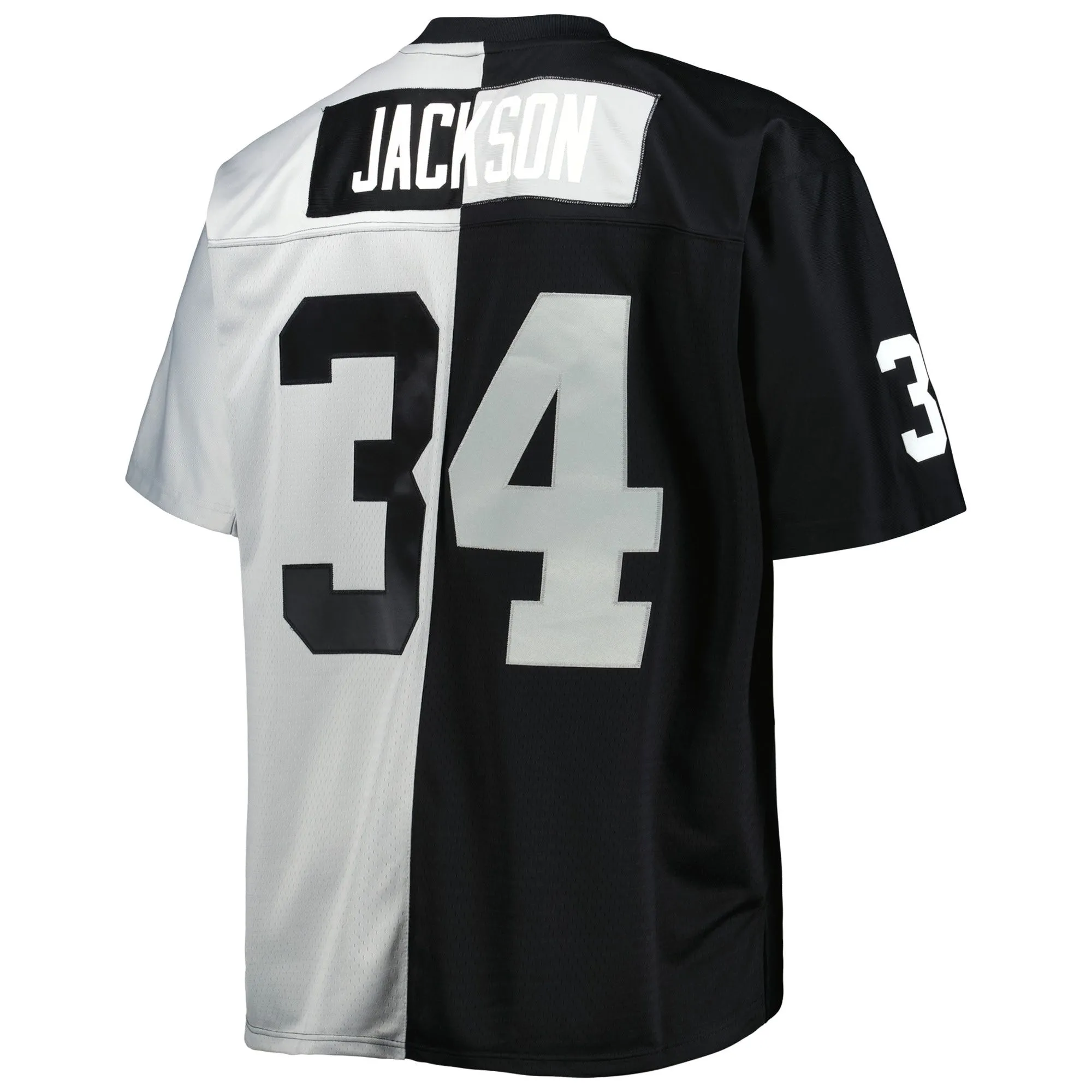 Bo Jackson Las Vegas Raiders Mitchell & Ness Big & Tall Split Legacy Retired Player Replica Jersey - Black/Silver