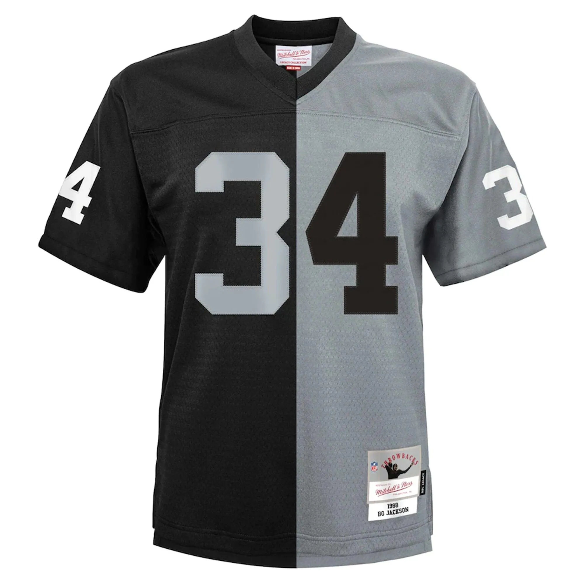 Bo Jackson Las Vegas Raiders Mitchell & Ness Youth Split Legacy Jersey - Black/Silver