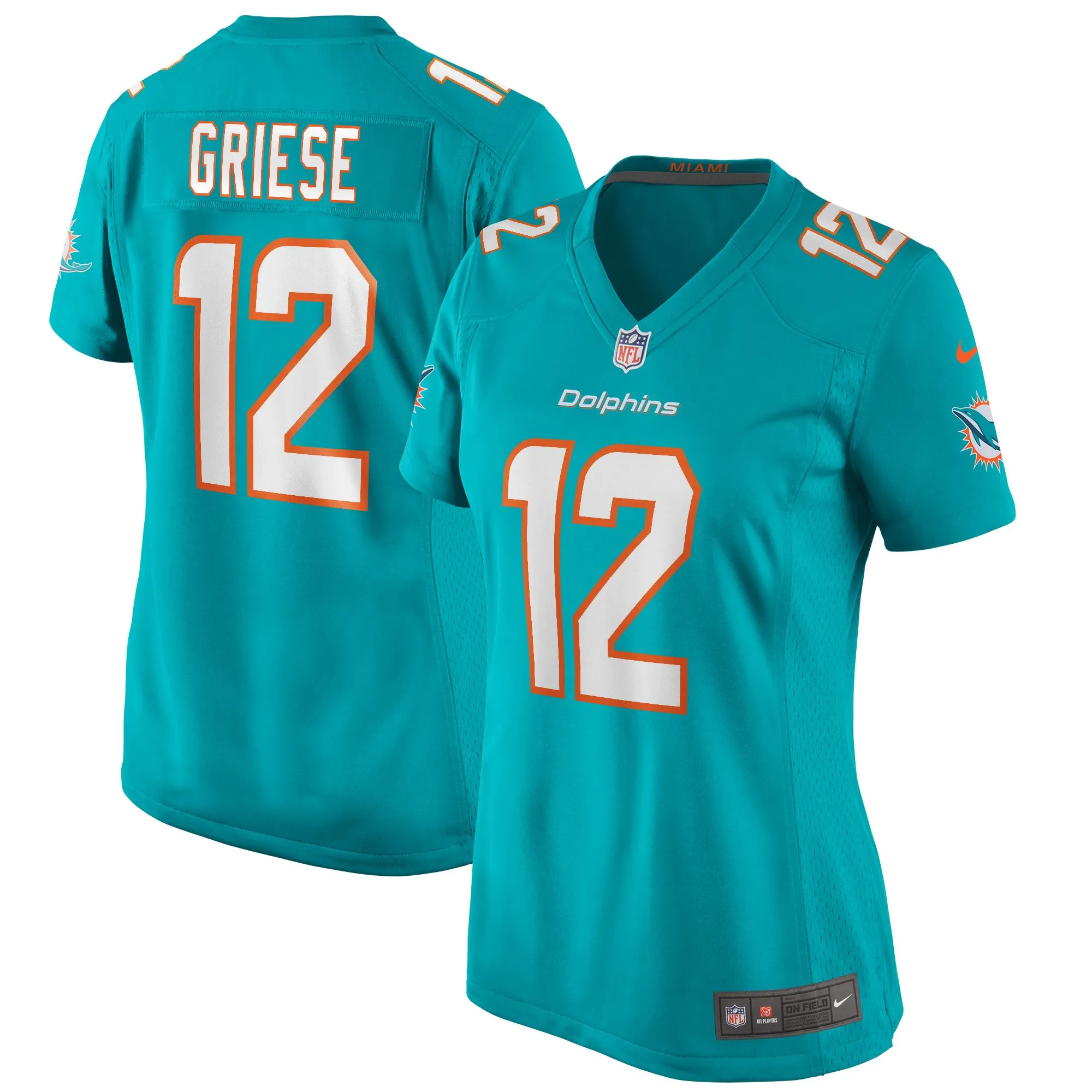 Bob Griese Miami Dolphins  Women's Game Retired Player Jersey - Aqua