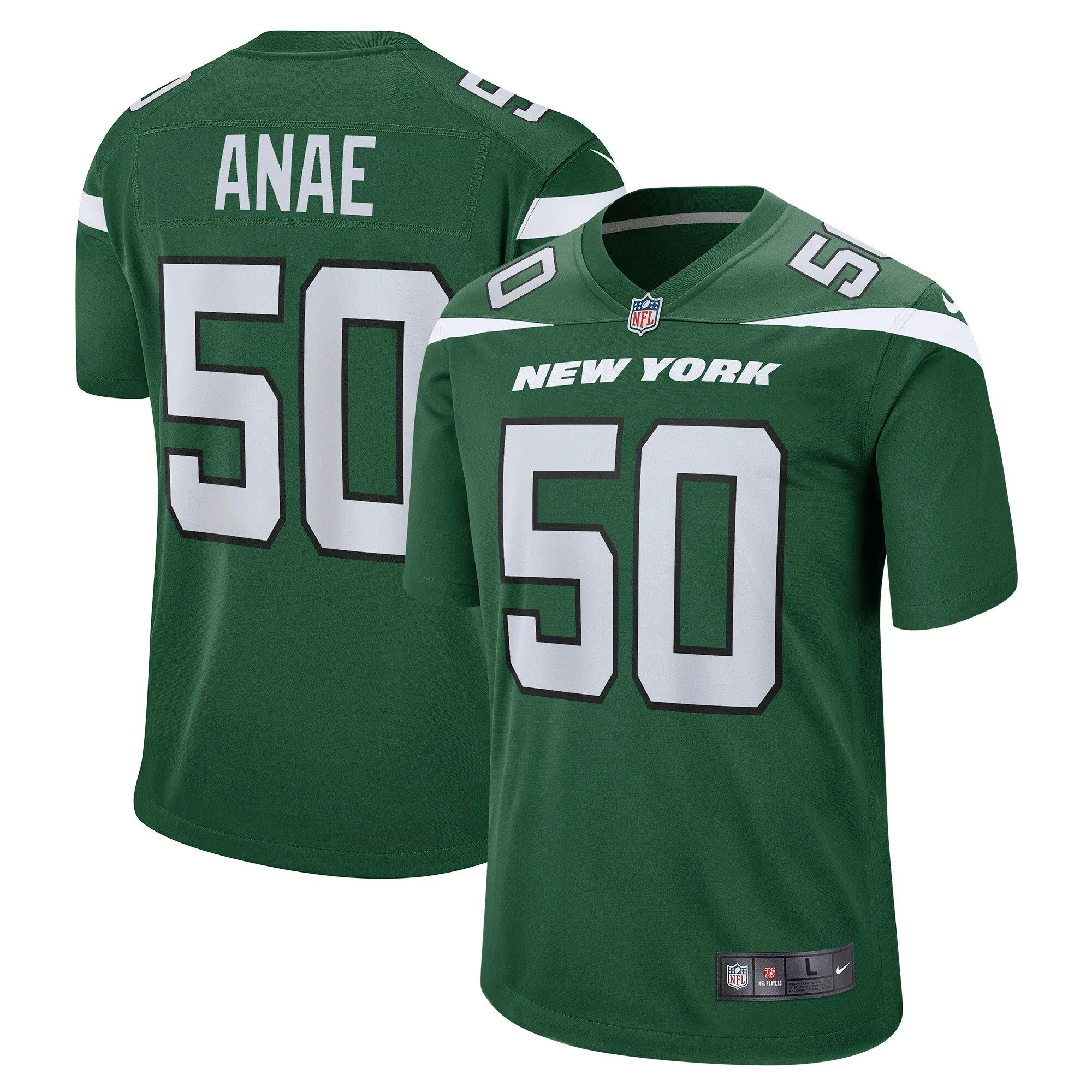 Bradlee Anae New York Jets  Game Player Jersey - Gotham Green