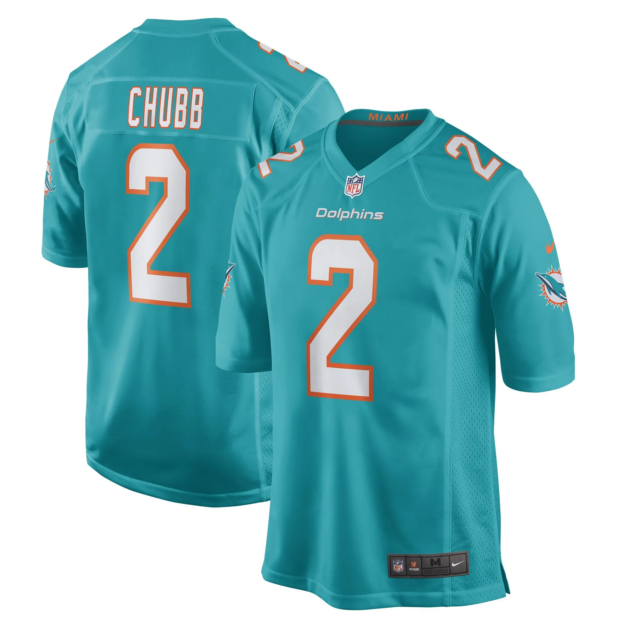 Bradley Chubb Miami Dolphins  Game Player Jersey - Aqua