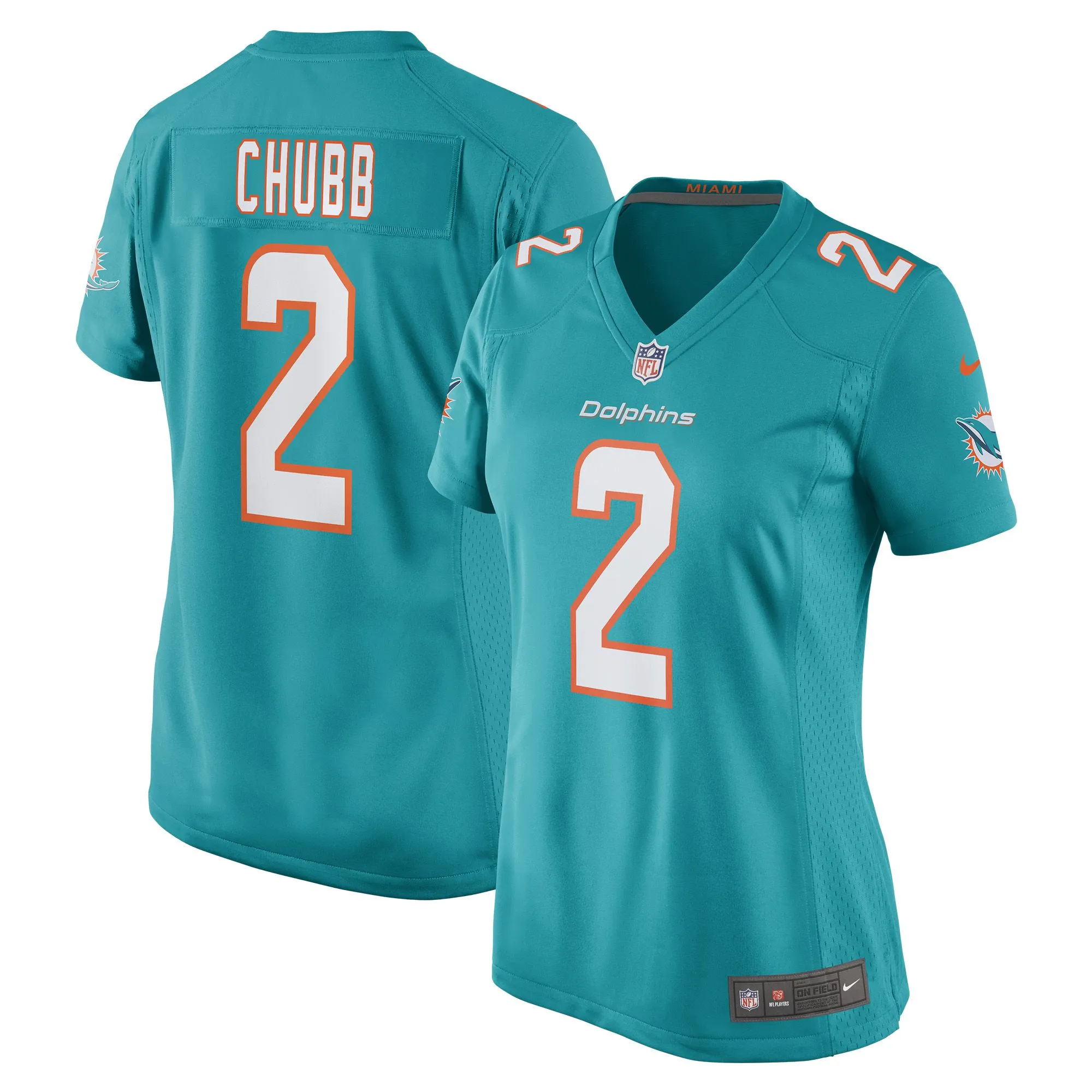 Bradley Chubb Miami Dolphins  Women's Game Player Jersey - Aqua