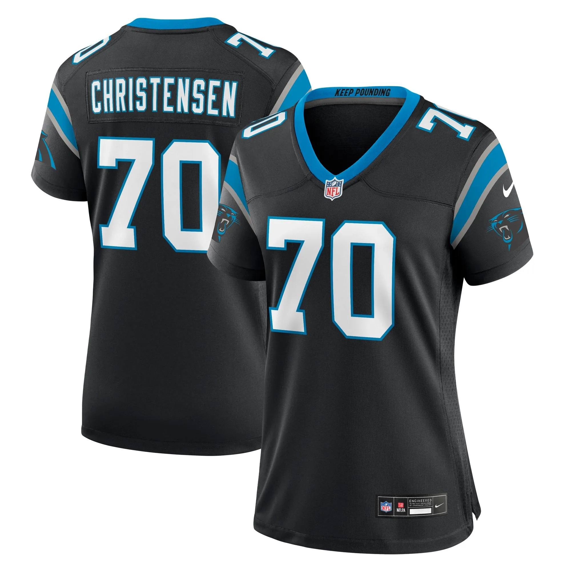 Brady Christensen Carolina Panthers  Women's Team Game Jersey - Black