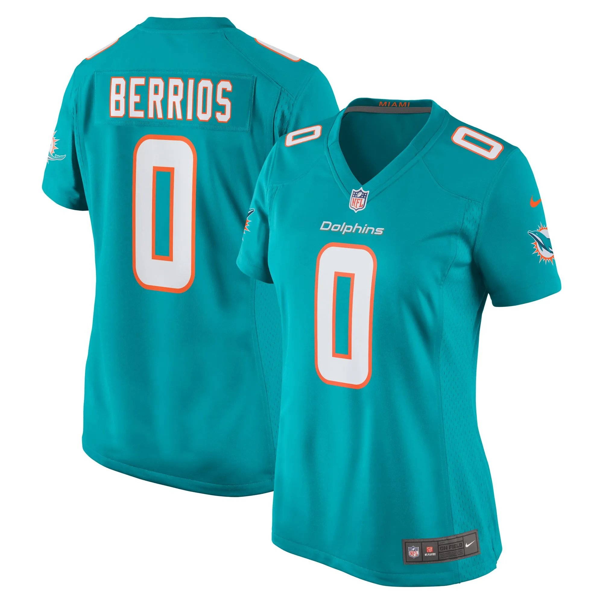 Braxton Berrios Miami Dolphins  Women's Game Jersey - Aqua