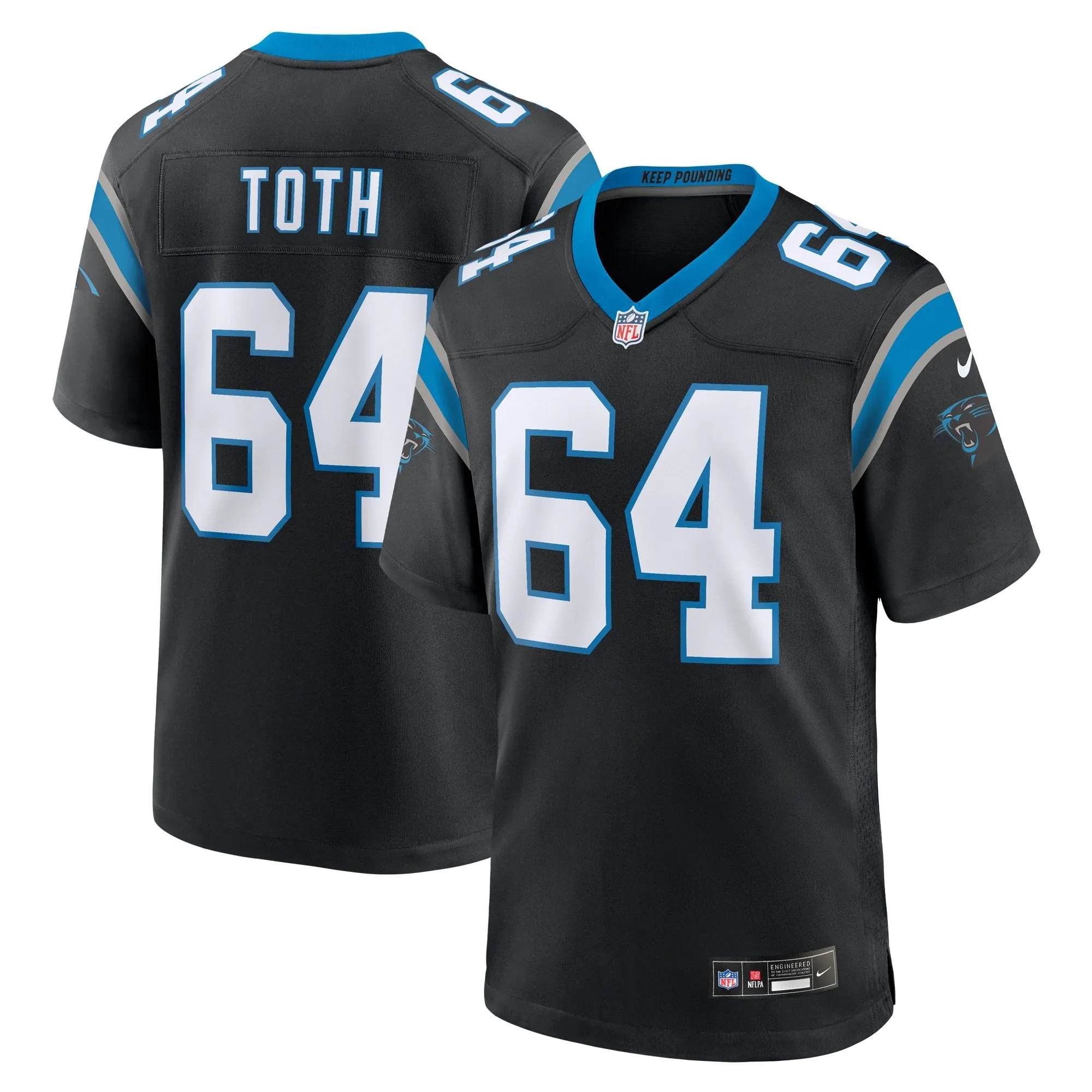 Brett Toth Carolina Panthers   Game Jersey -  Black