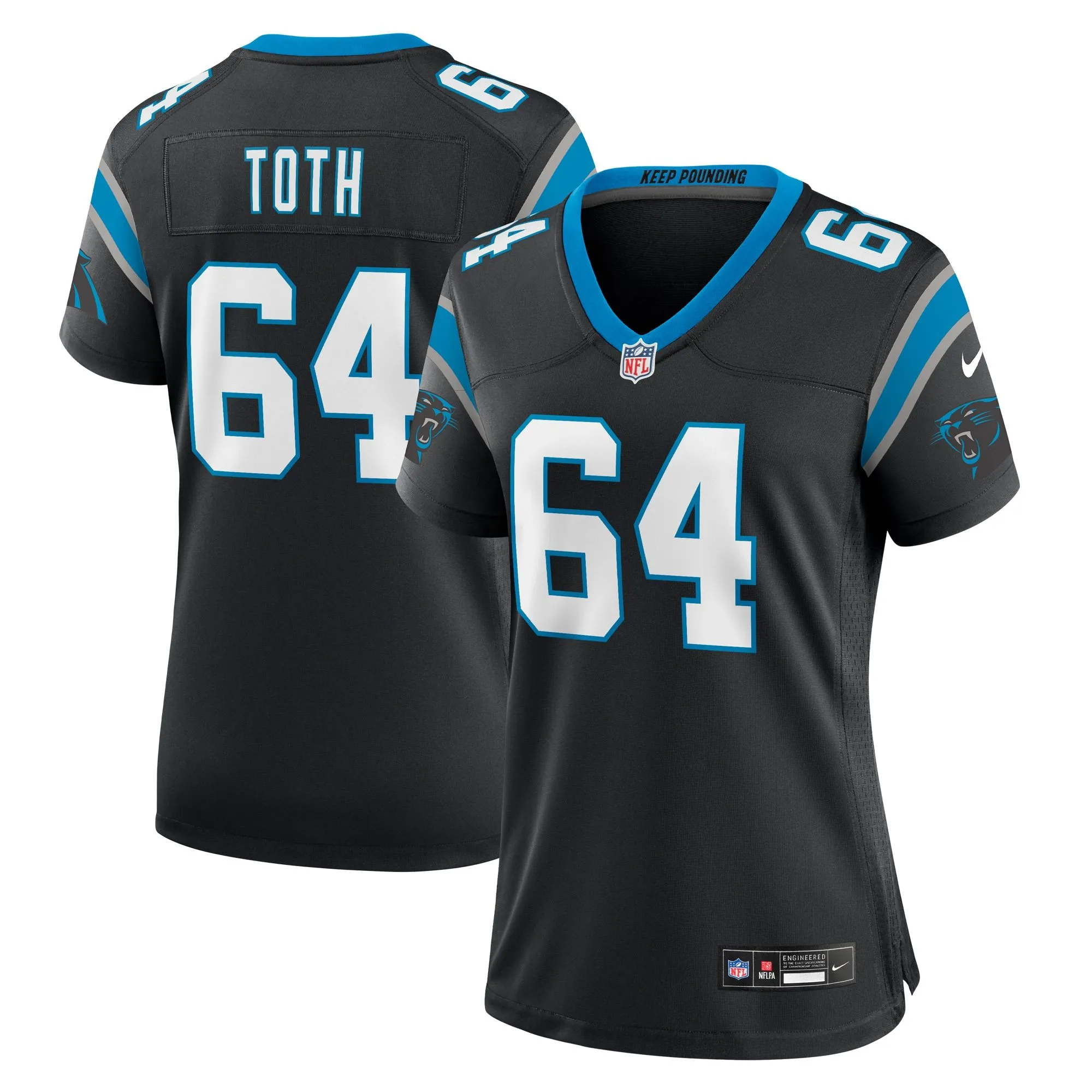 Brett Toth Carolina Panthers  Women's  Game Jersey -  Black