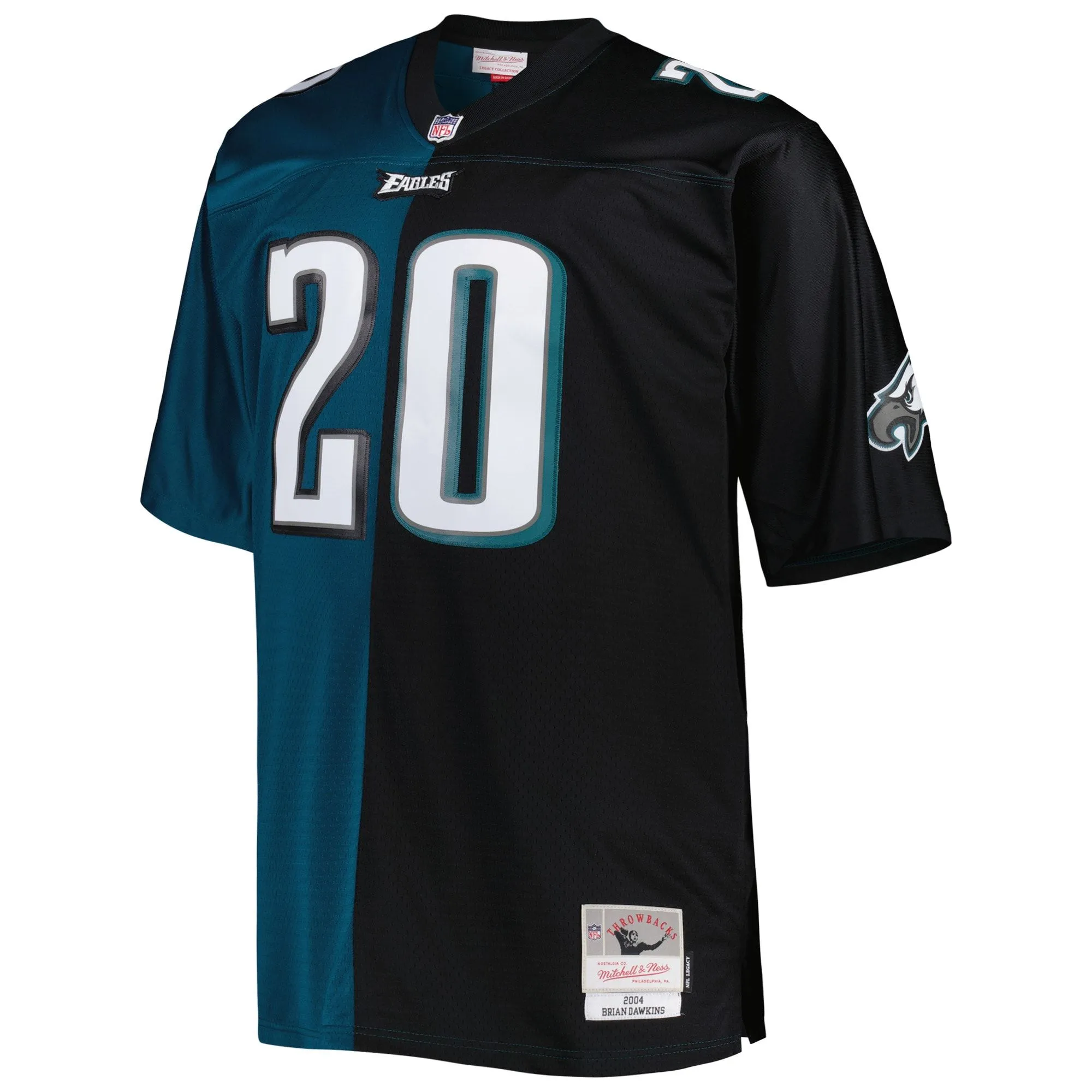 Brian Dawkins Philadelphia Eagles Mitchell & Ness Big & Tall Split Legacy Retired Player Replica Jersey - Midnight Green/Black