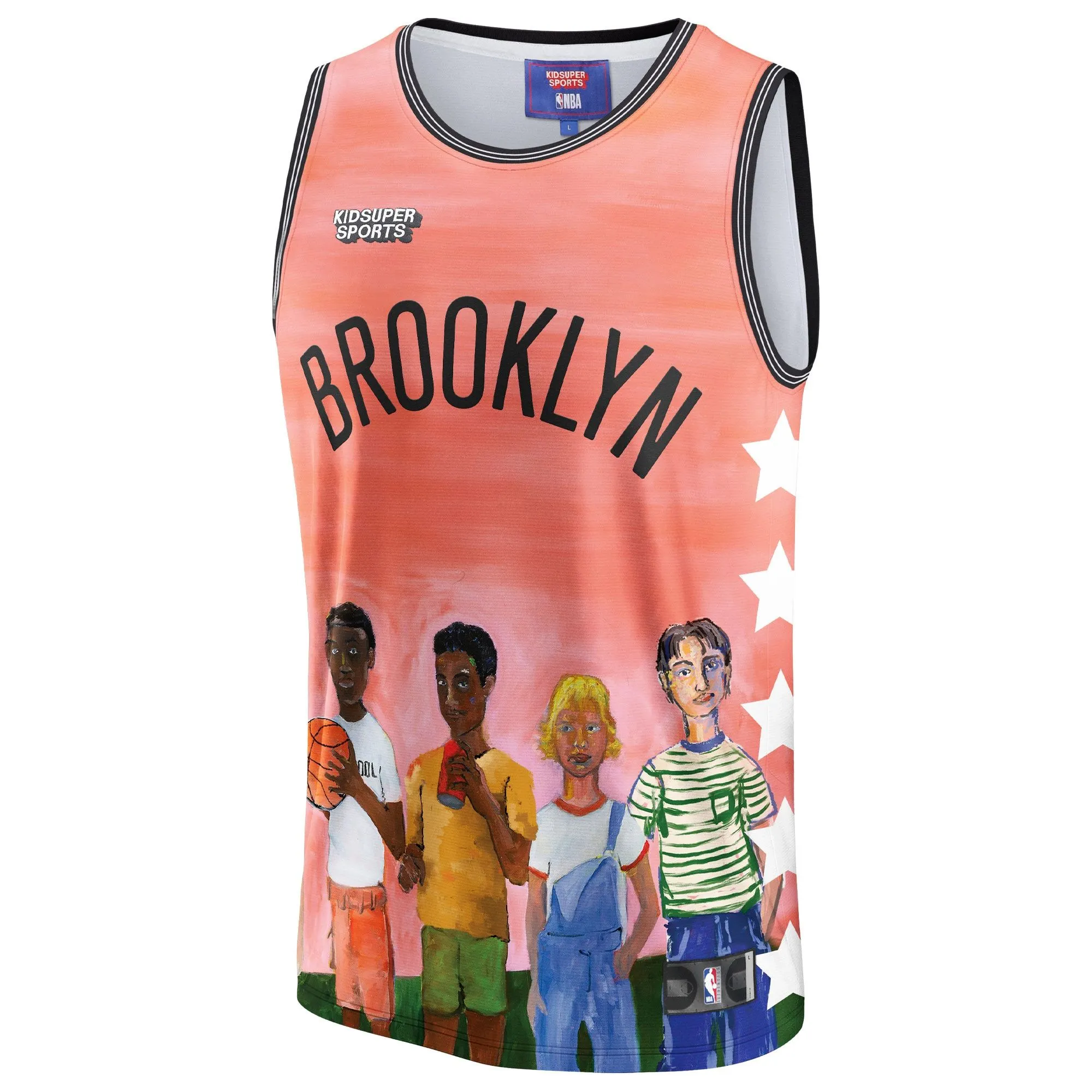 Brooklyn Nets NBA & KidSuper Studios By Fanatics Unisex Hometown Jersey - Coral