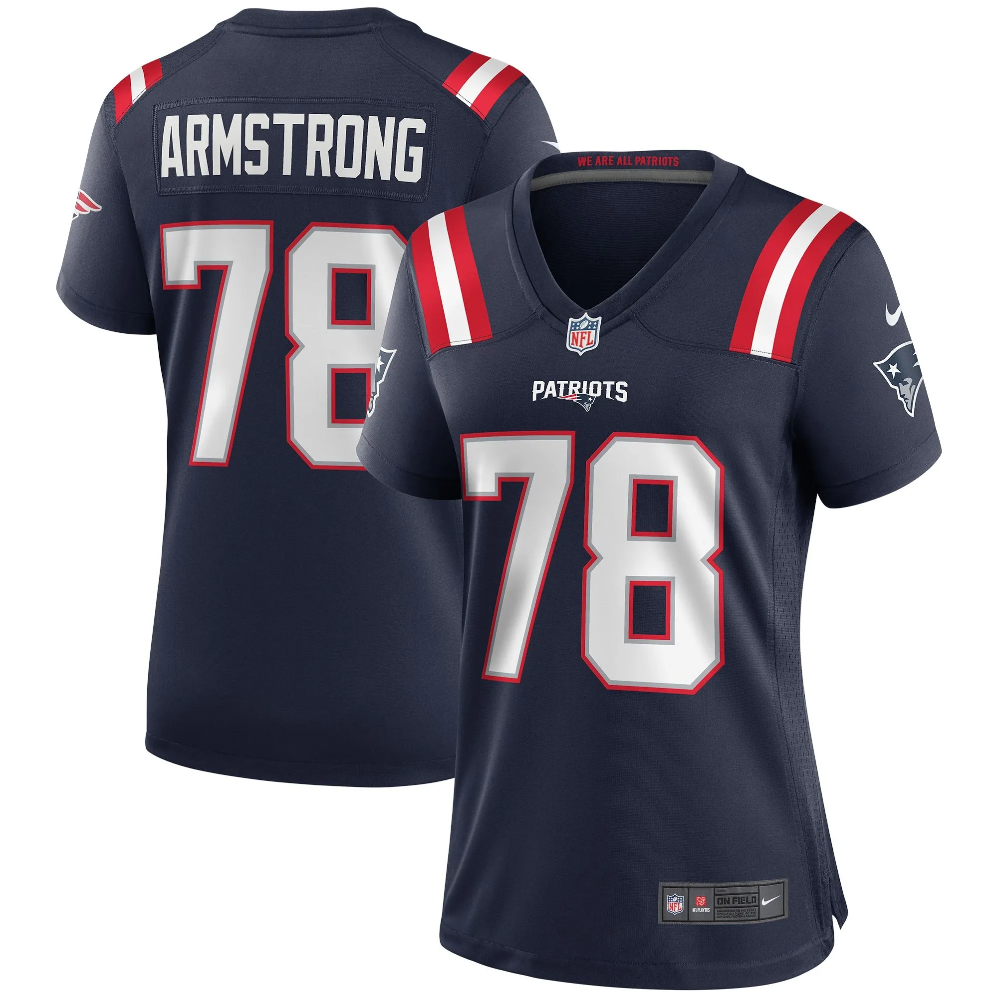 Bruce Armstrong New England Patriots  Women's Game Retired Player Jersey - Navy