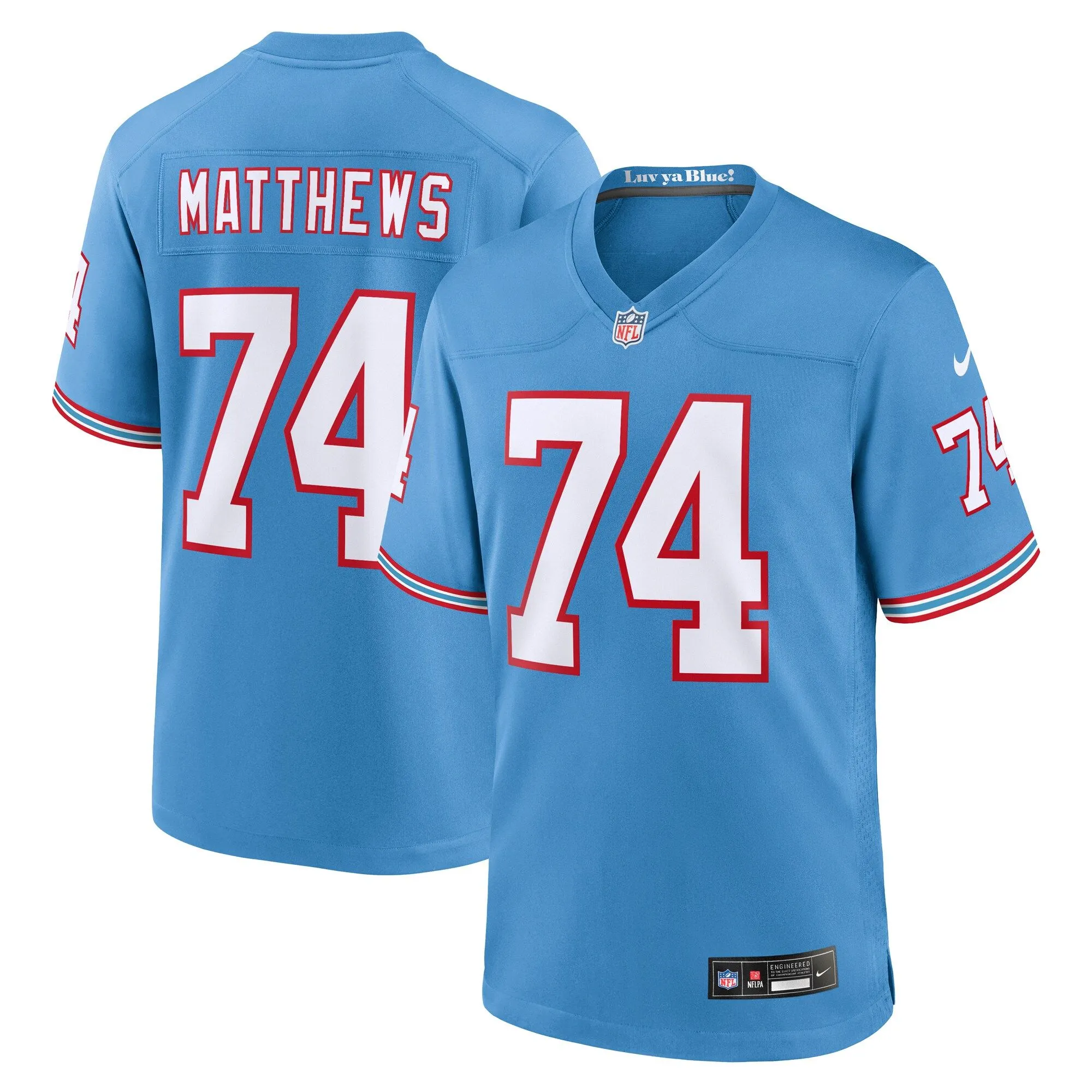 Bruce Matthews Tennessee Titans  Oilers Throwback Retired Player Game Jersey - Light Blue