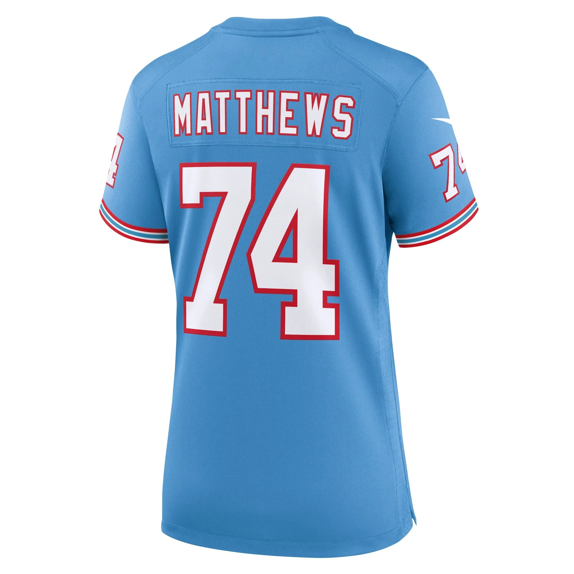 Bruce Matthews Tennessee Titans  Women's Oilers Throwback Retired Player Game Jersey - Light Blue