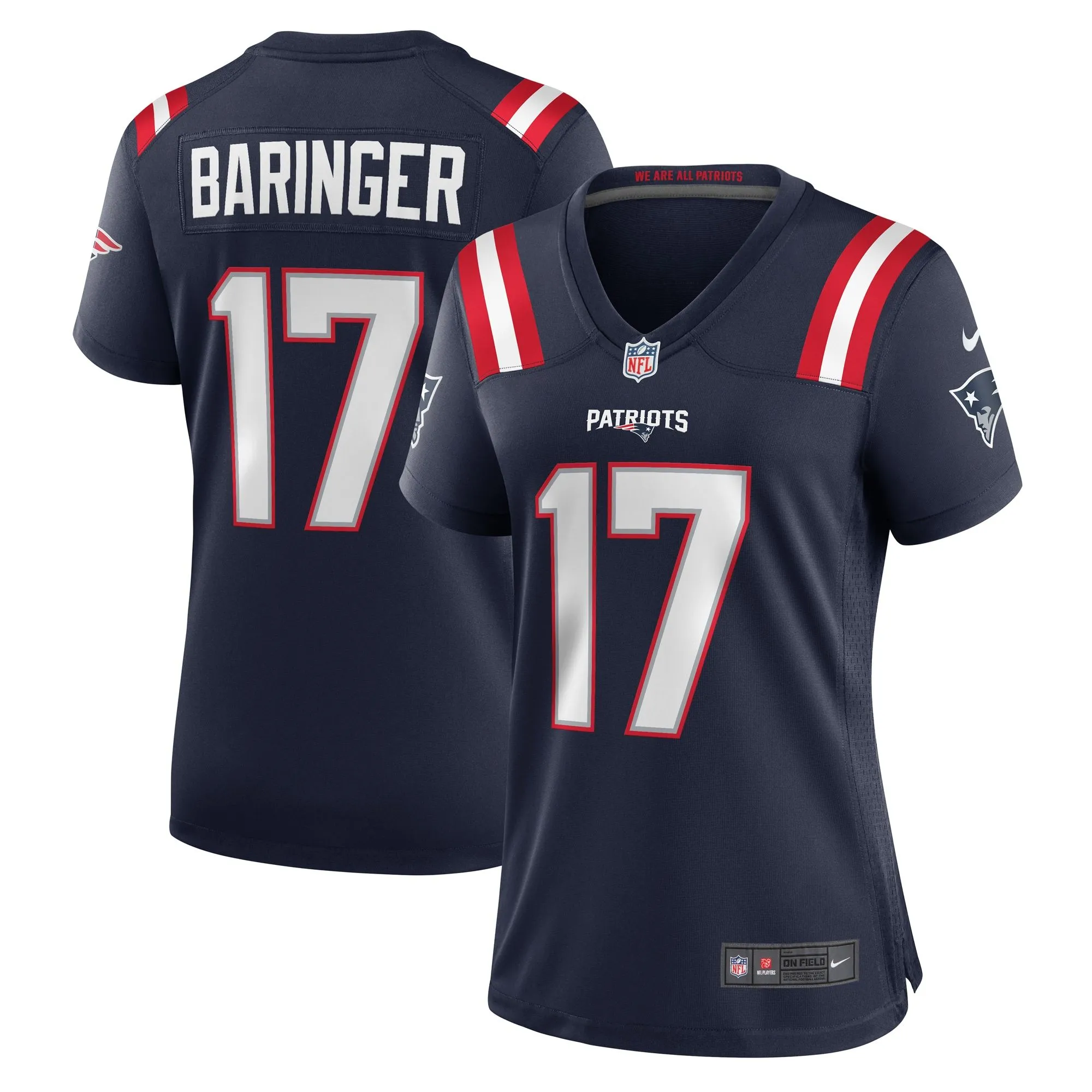 Bryce Baringer New England Patriots  Women's Team Game Jersey -  Navy