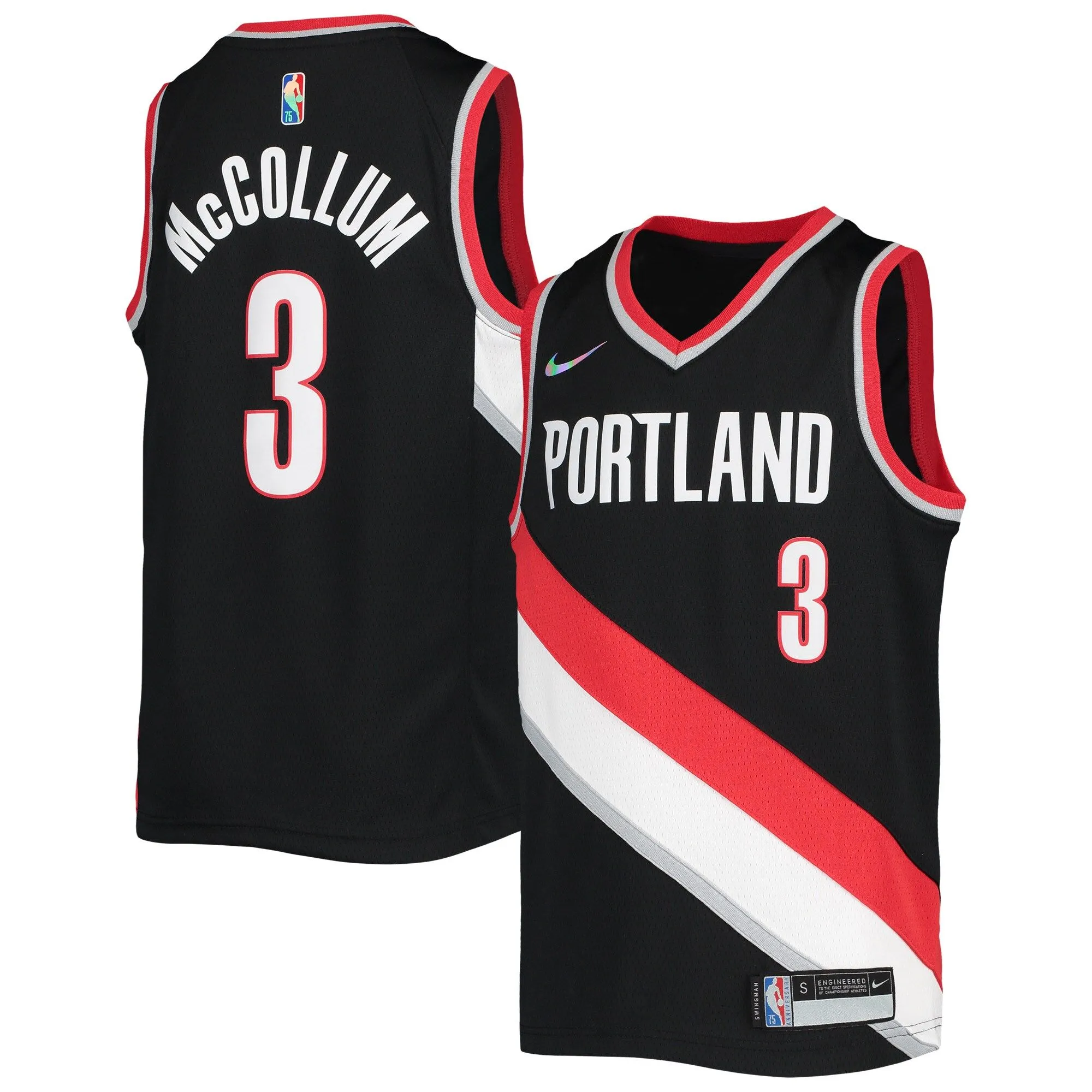 C.J. McCollum Portland Trail Blazers  Youth 2021/22 Diamond Swingman Jersey - Icon Edition - Black