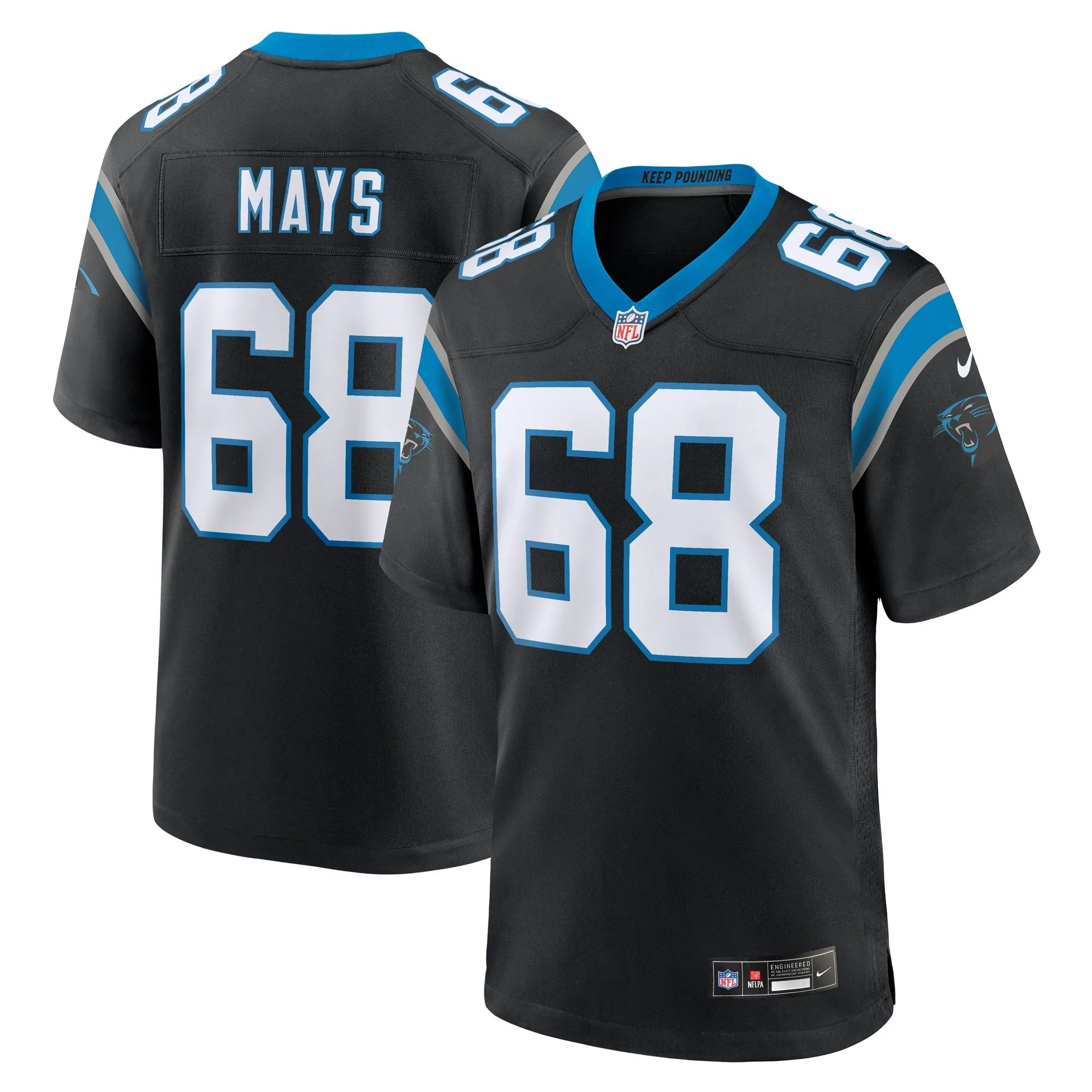 Cade Mays Carolina Panthers  Team Game Jersey -  Black