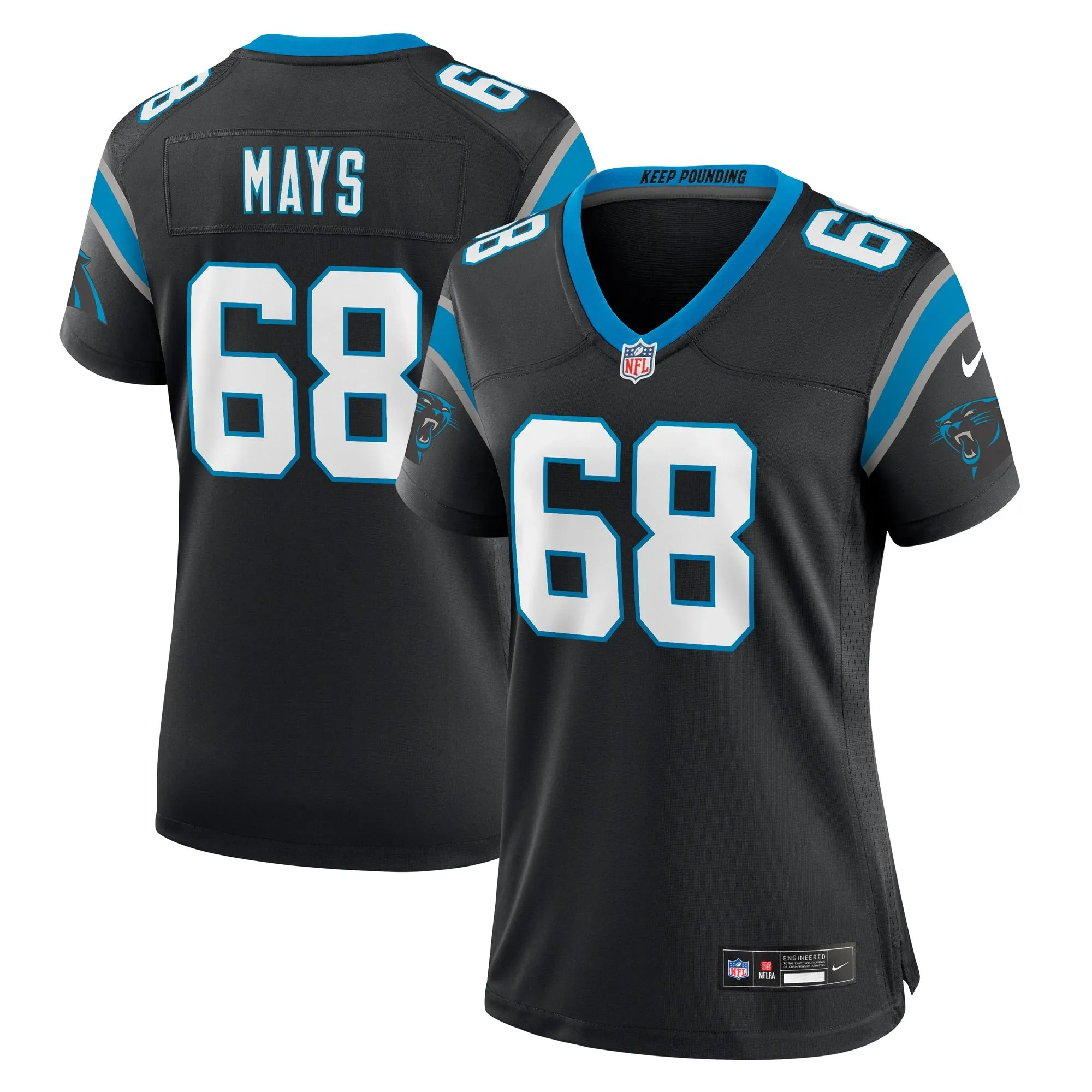 Cade Mays Carolina Panthers  Women's Team Game Jersey -  Black