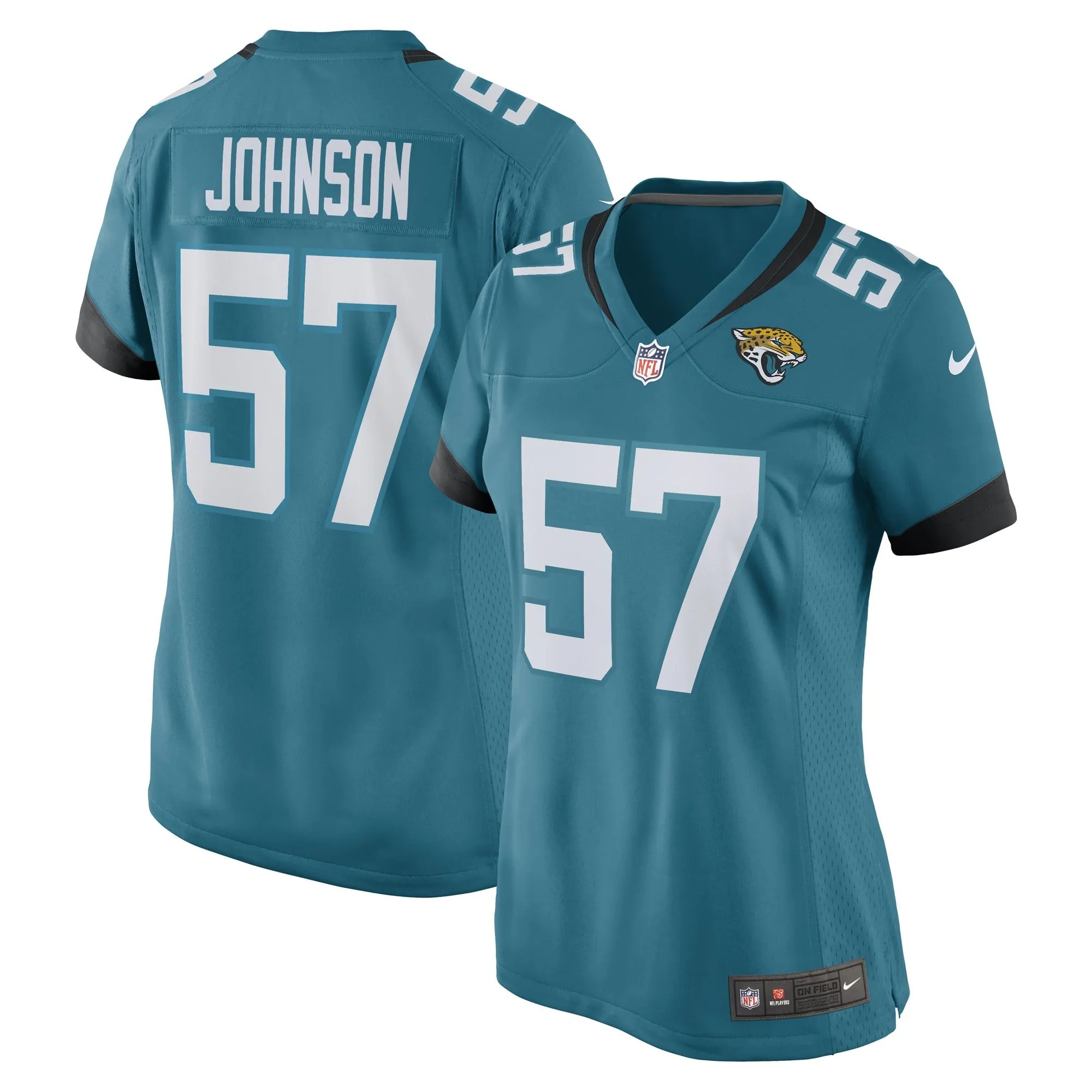 Caleb Johnson Jacksonville Jaguars  Women's Game Player Jersey - Teal