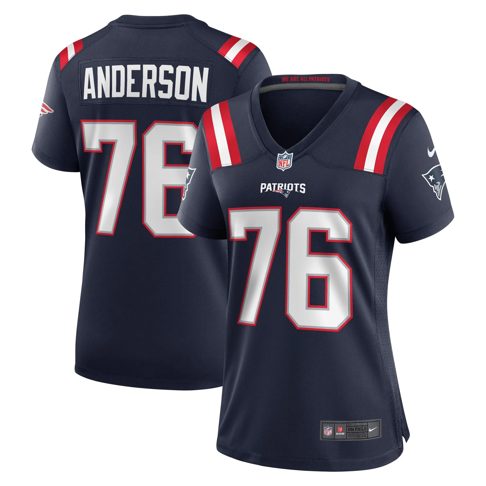 Calvin Anderson New England Patriots  Women's Game Jersey - Navy