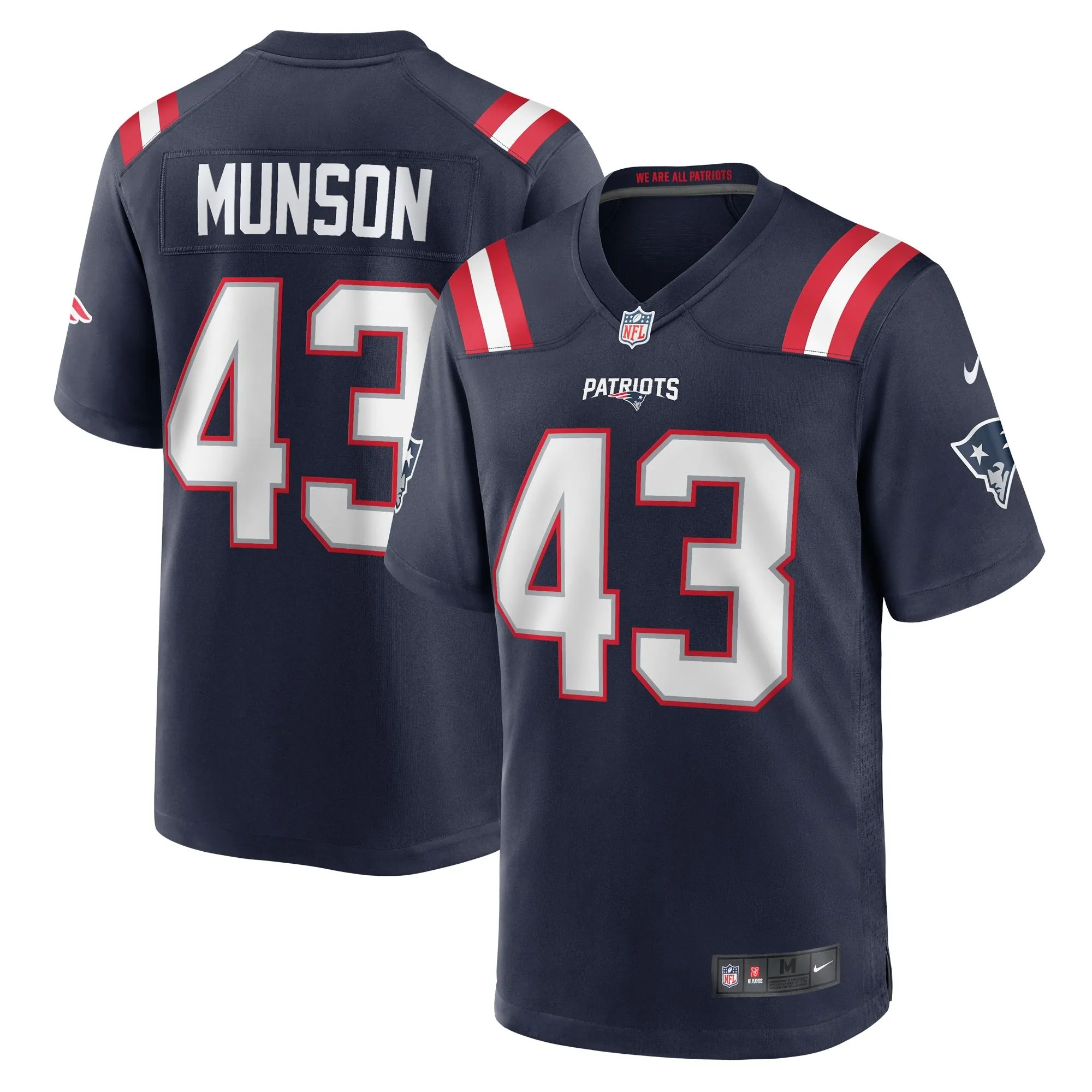 Calvin Munson New England Patriots  Home Game Player Jersey - Navy