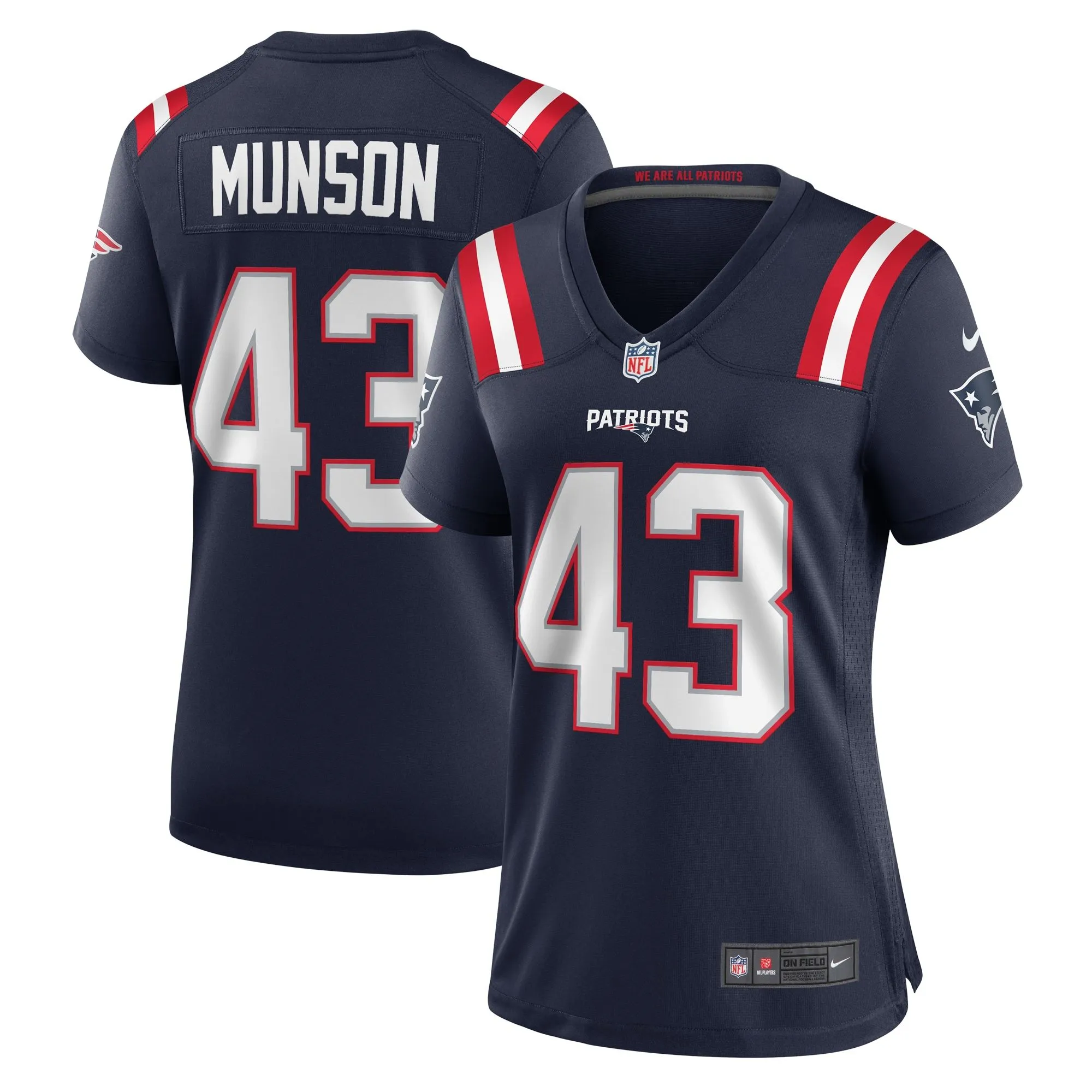 Calvin Munson New England Patriots  Women's Home Game Player Jersey - Navy