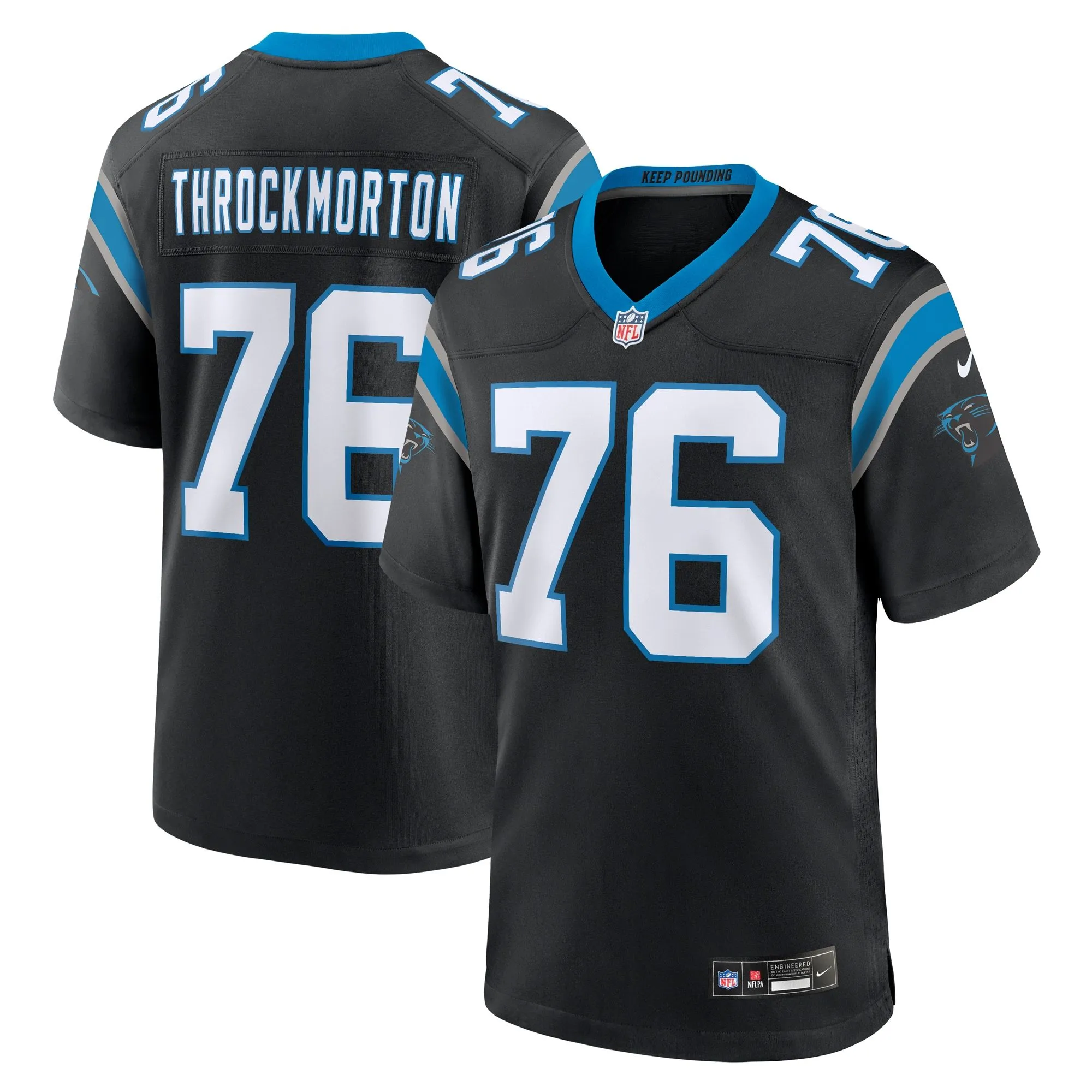 Calvin Throckmorton Carolina Panthers  Team Game Jersey -  Black