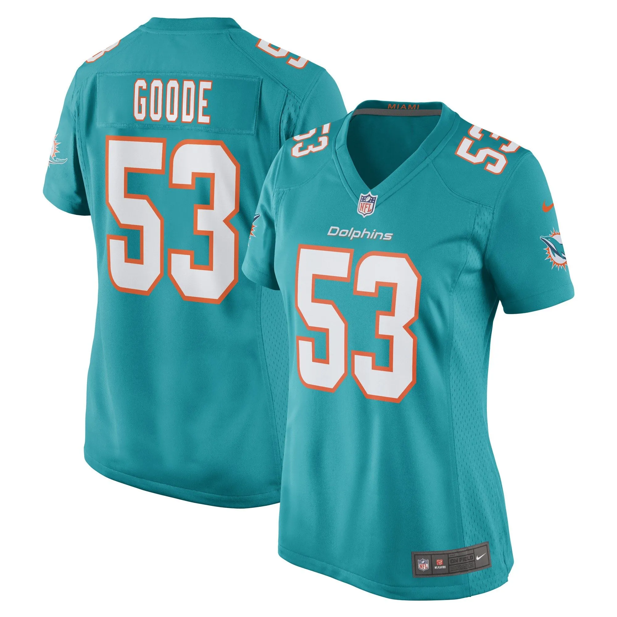 Cameron Goode Miami Dolphins  Women's Game Player Jersey - Aqua