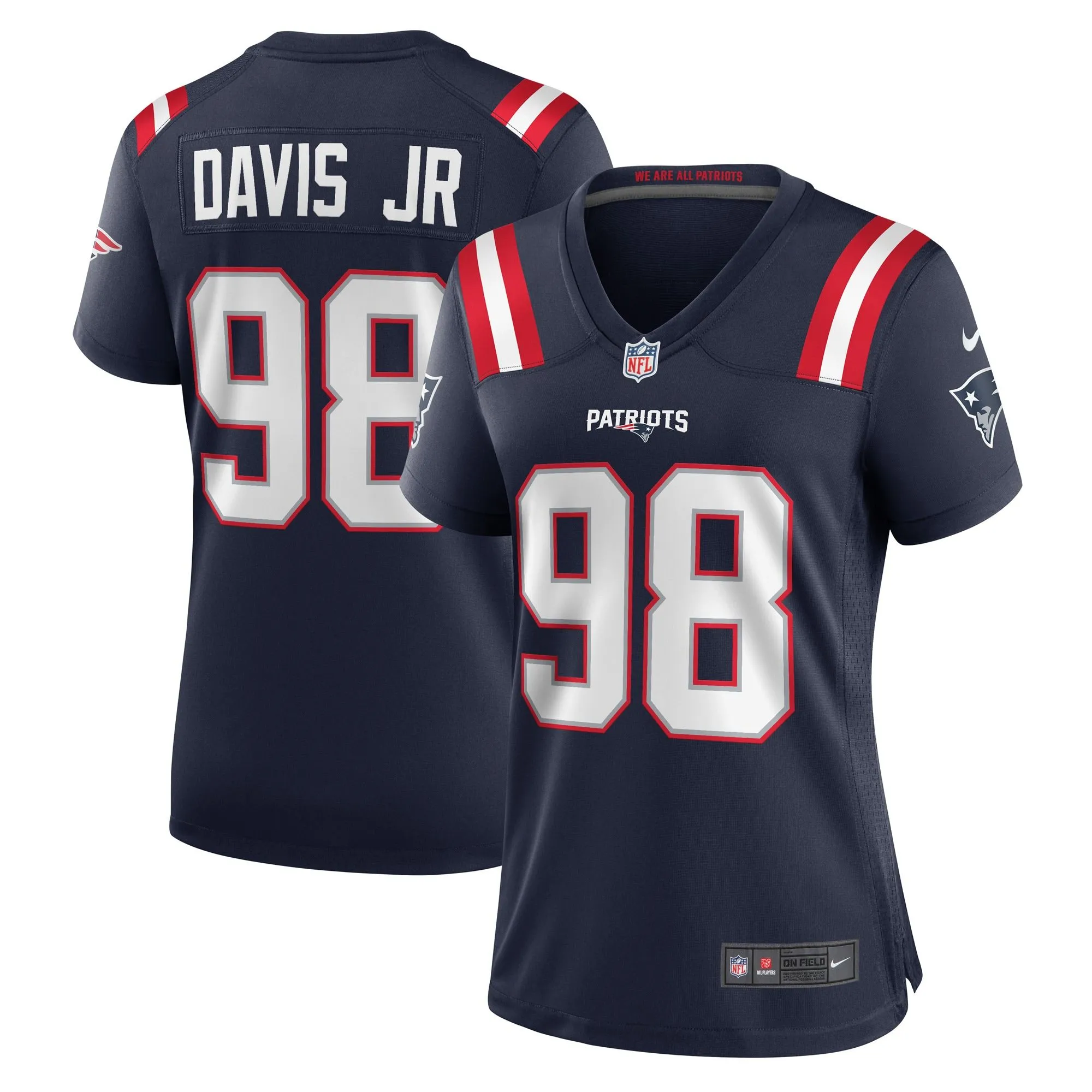 Carl Davis Jr. New England Patriots  Women's Game Player Jersey - Navy