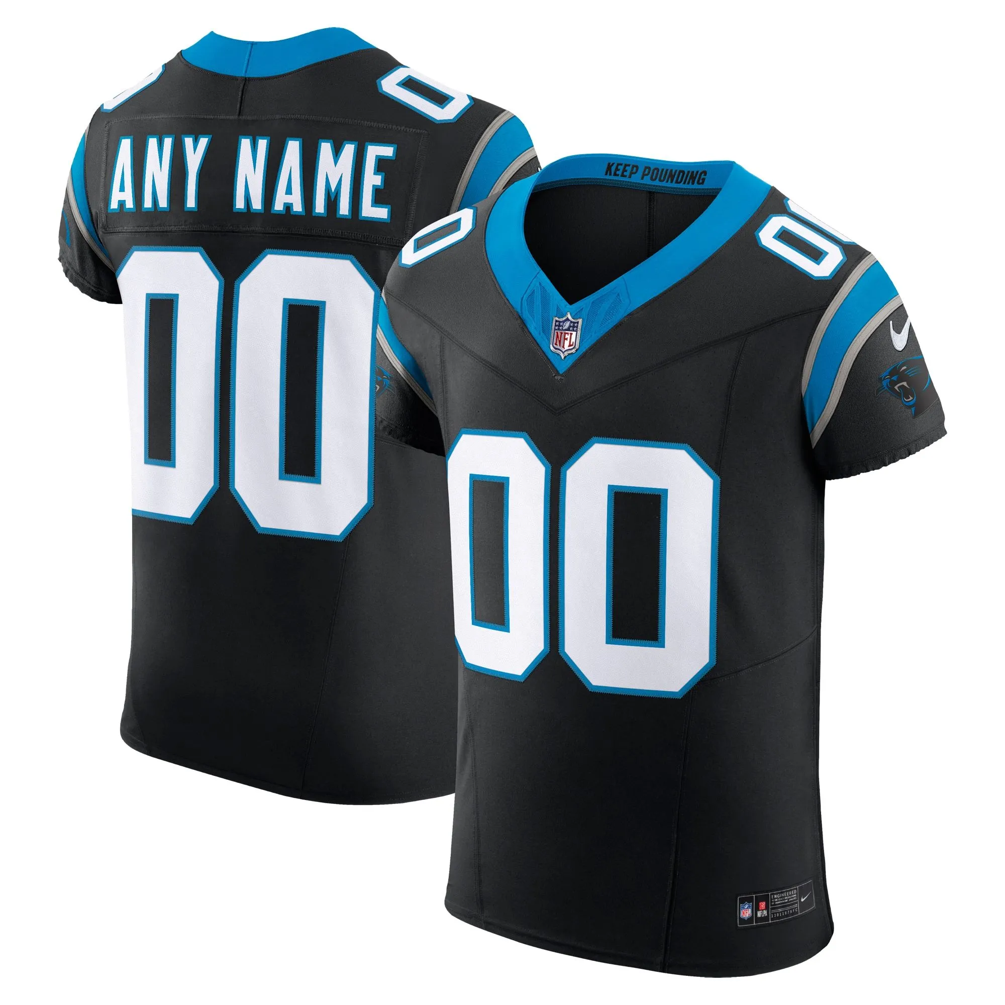 Carolina Panthers  Vapor F.U.S.E. Elite Custom Jersey - Black