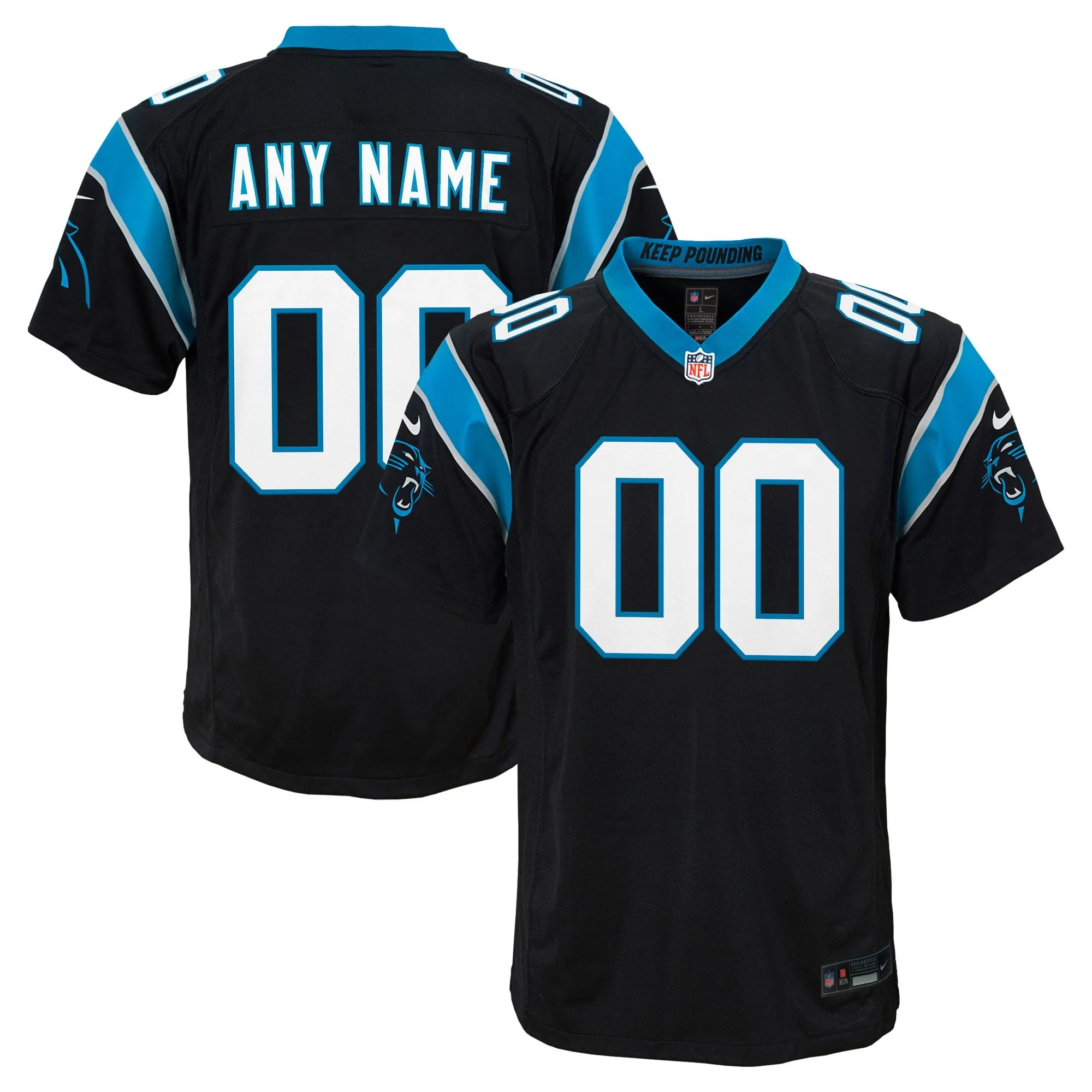 Carolina Panthers  Youth Custom Game Jersey - Black