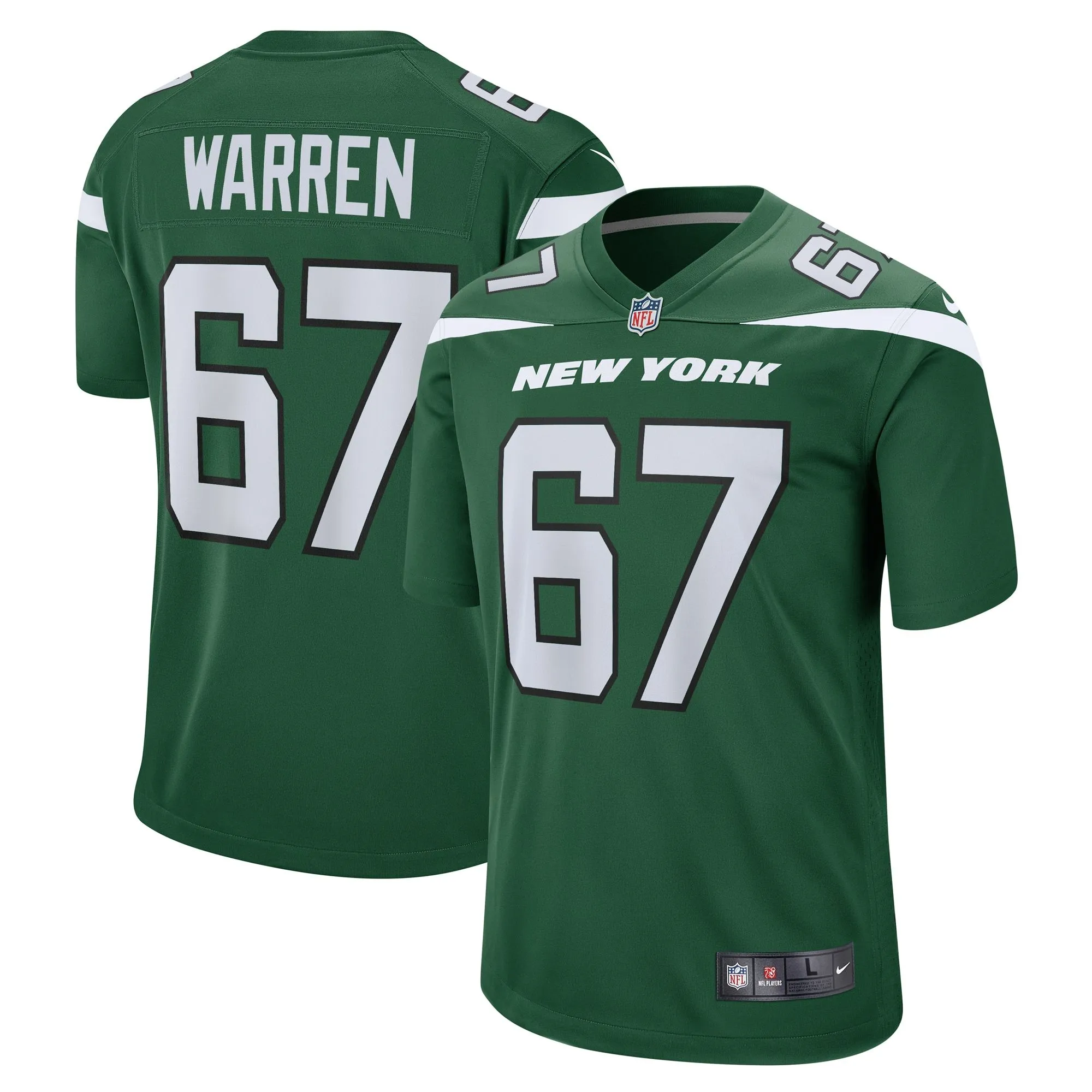 Carter Warren New York Jets   Game Jersey - Gotham Green