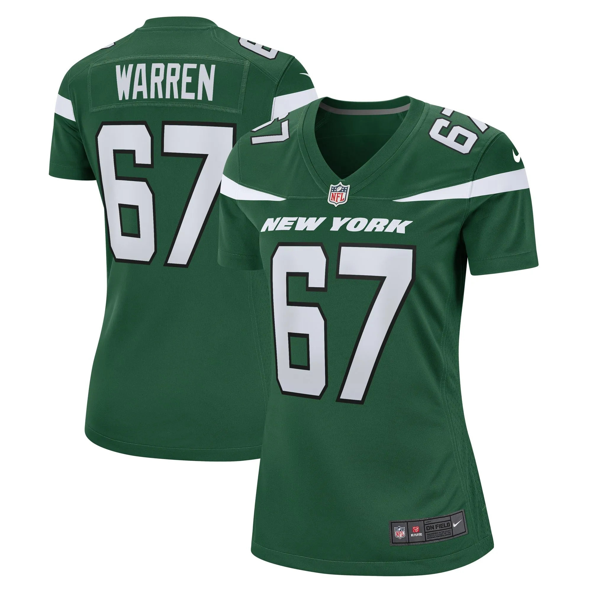 Carter Warren New York Jets  Women's  Game Jersey - Gotham Green