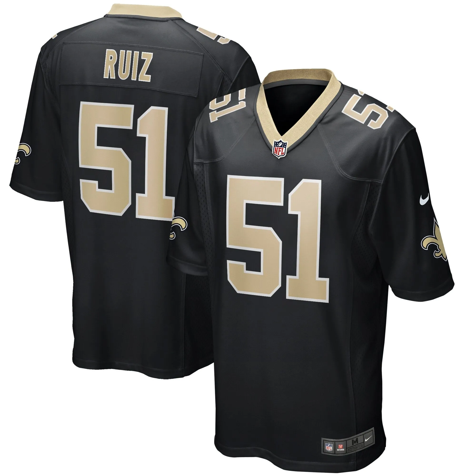 Cesar Ruiz New Orleans Saints  Game Jersey - Black