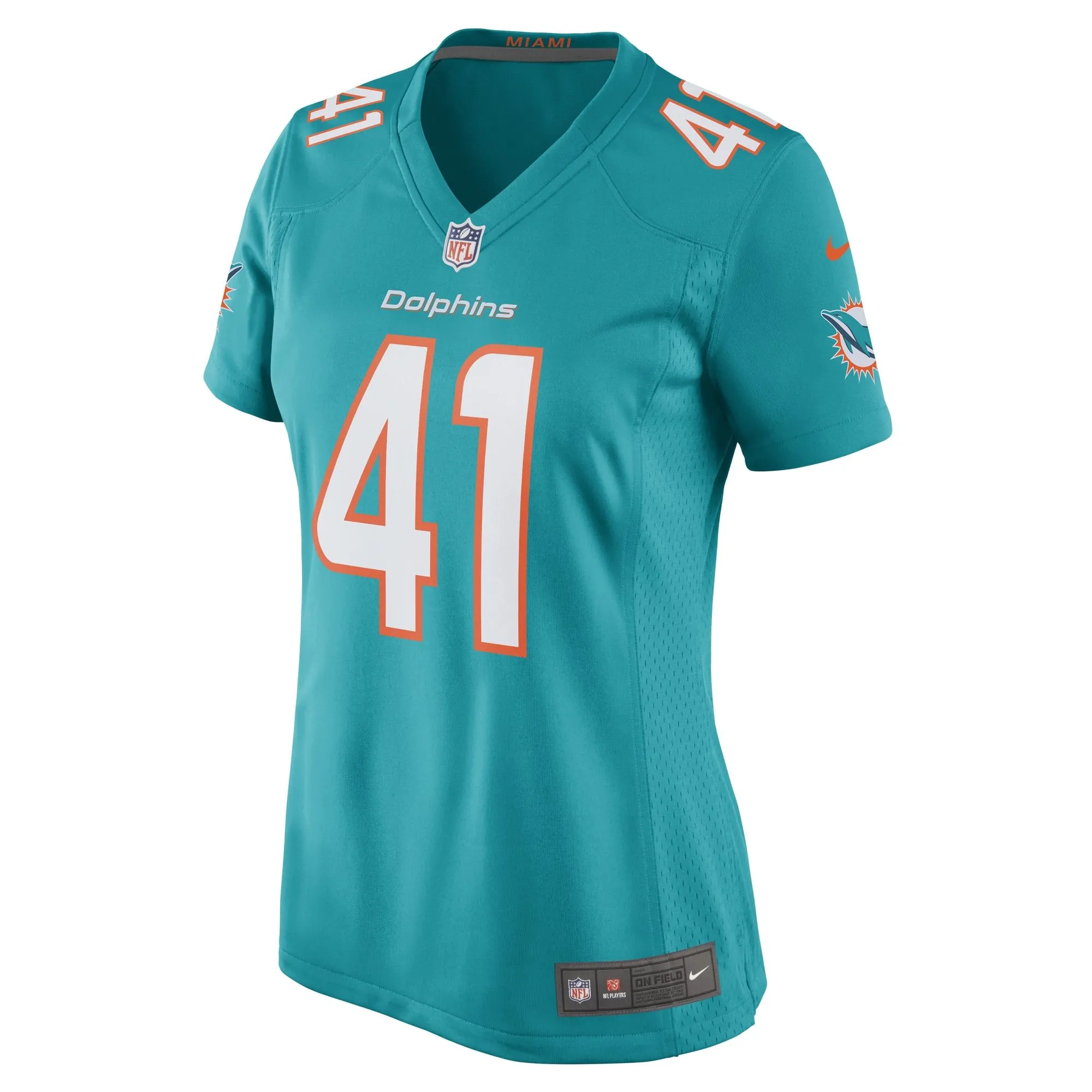 Channing Tindall Miami Dolphins  Women's Game Player Jersey - Aqua